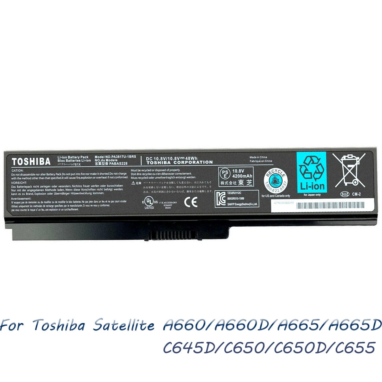 OEM Genuine PA3817U-1BRS Battery for Toshiba Satellite L745 L750 L755 L755D 48Wh