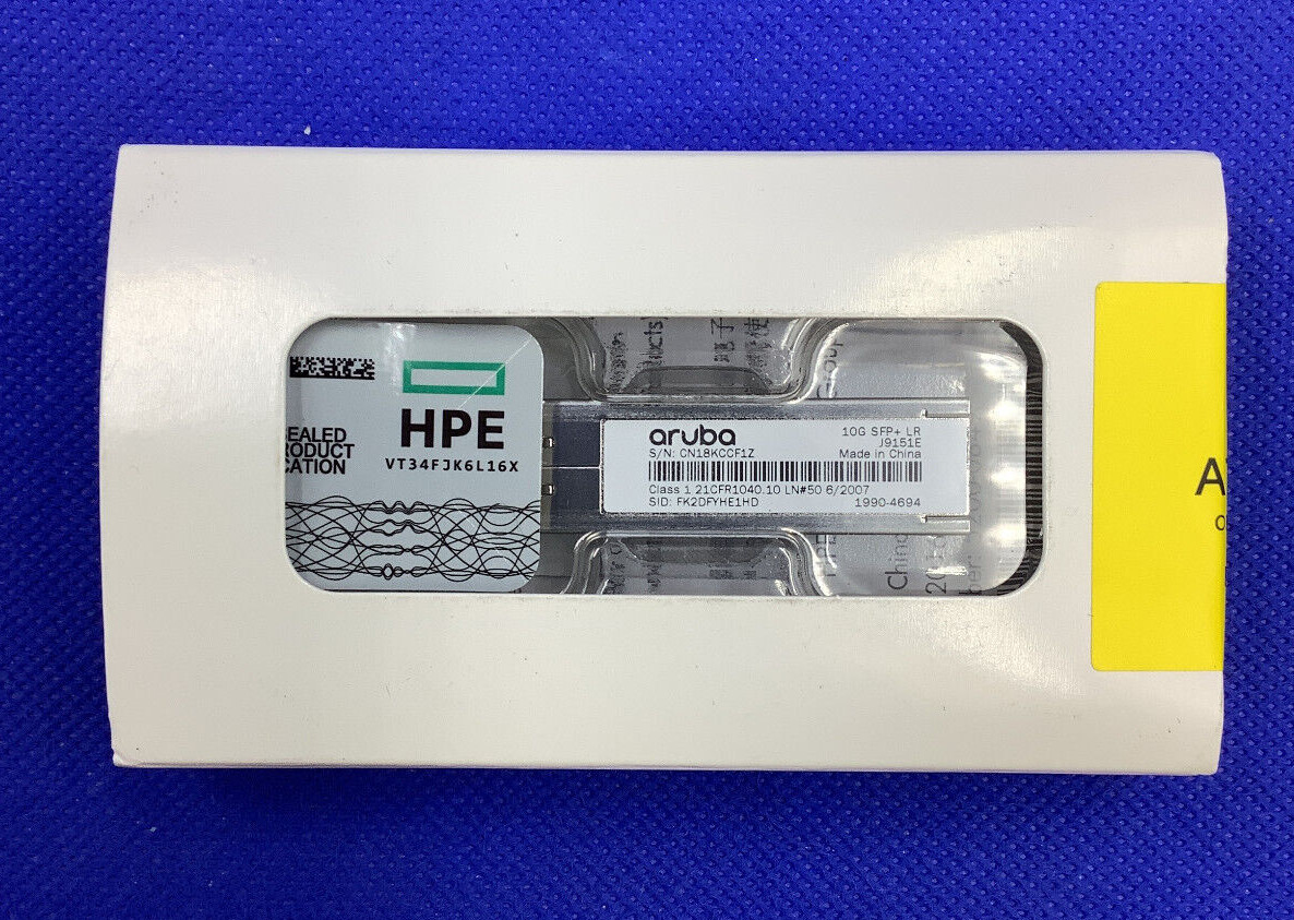 NEW F/S RETAIL J9151E HPE ARUBA 10G SFP+ LC LR 10KM SMF TRANSCEIVER