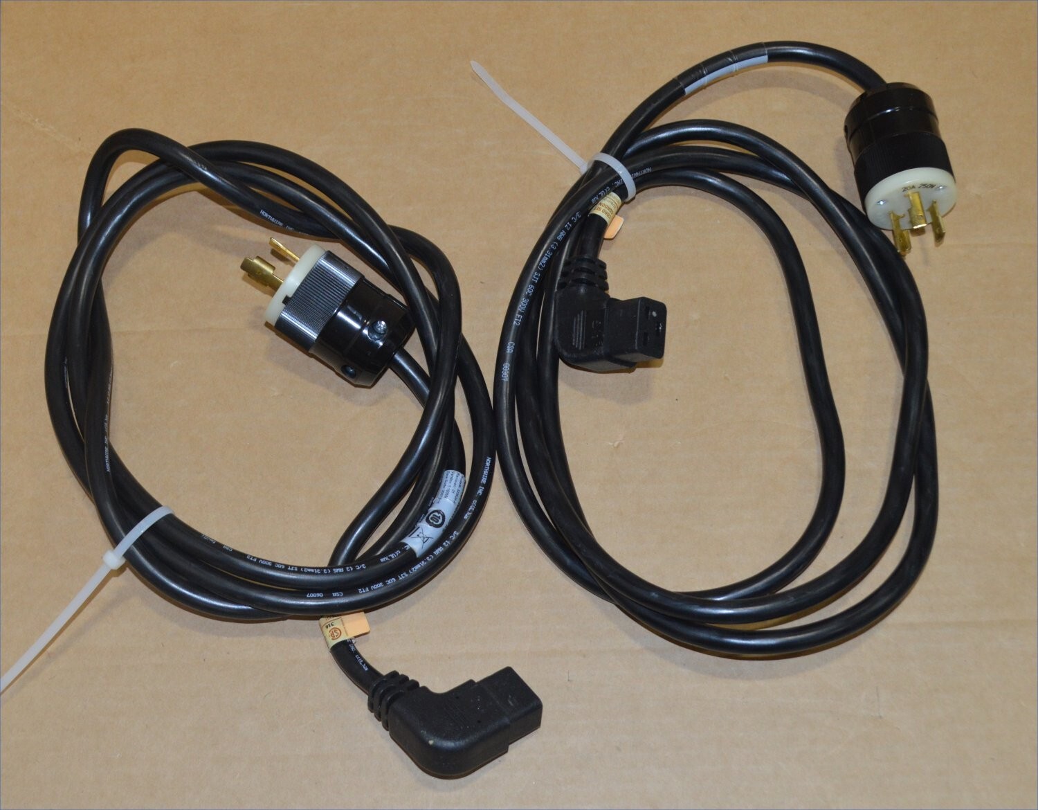 2 Nortel 9ft Heavy Duty Power Cord, C19 to 20A Twist-Lock Interpower 12AWG