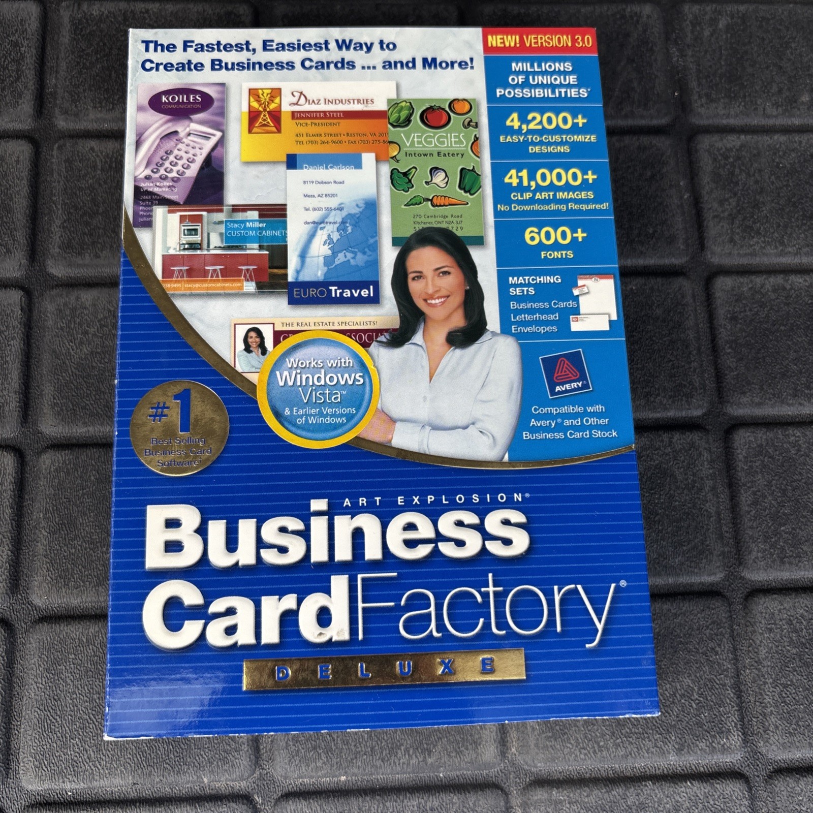 Business Card Factory Deluxe 3.0 w Manual and Both CD-ROMs Very Good Shape 1999