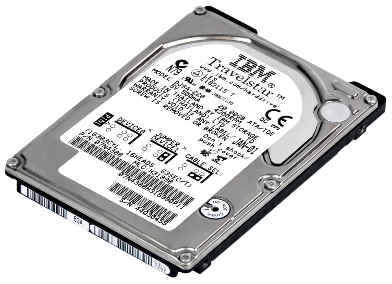 HARD DRIVE IBM 07N4388 DJSA-220 20GB 4.2K 2MB ATA 2.5''