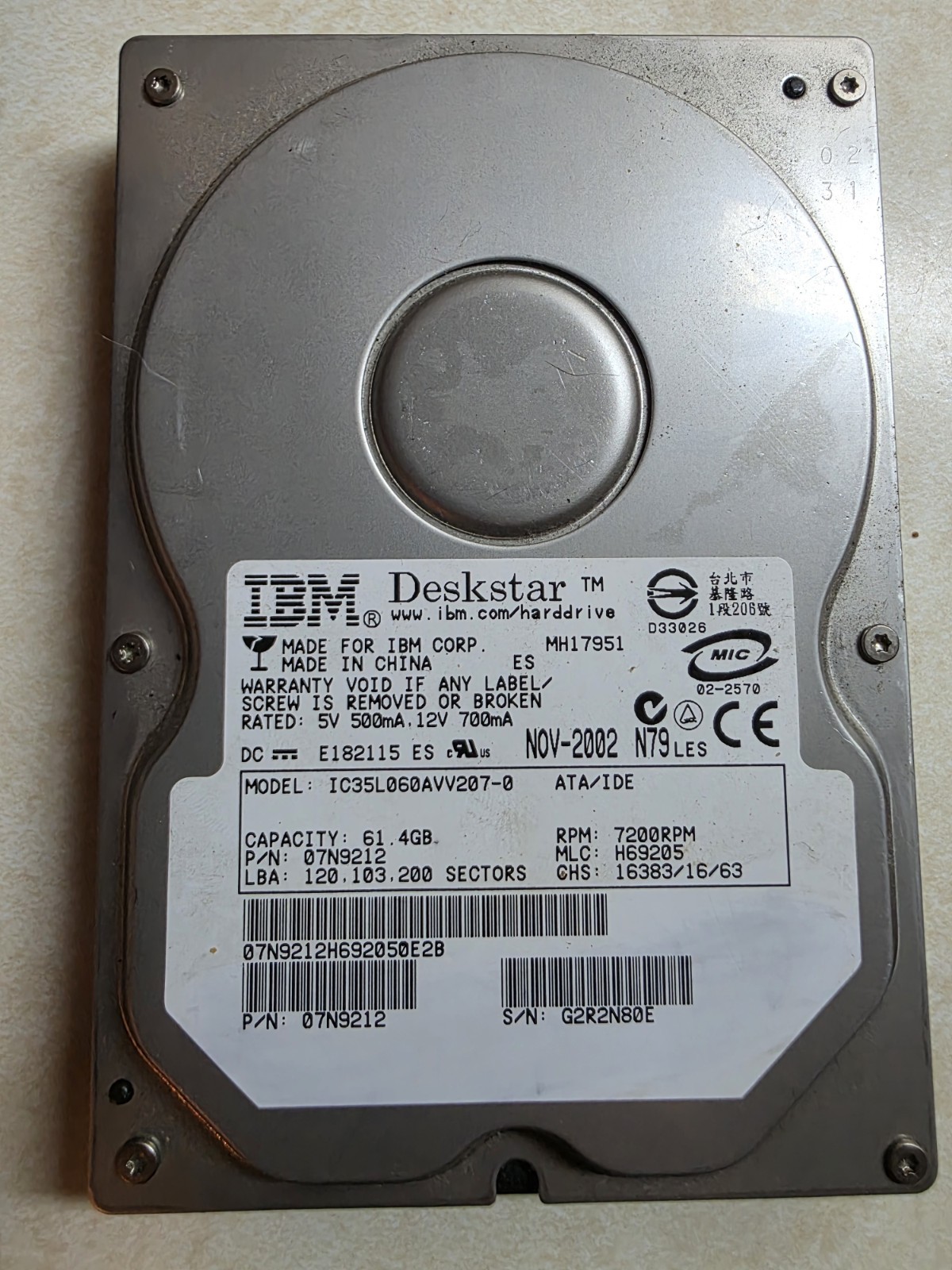 IBM Deskstar 120GXP 40GB Internal 7200RPM 3.5" (IC35L040AVVA070) HDD