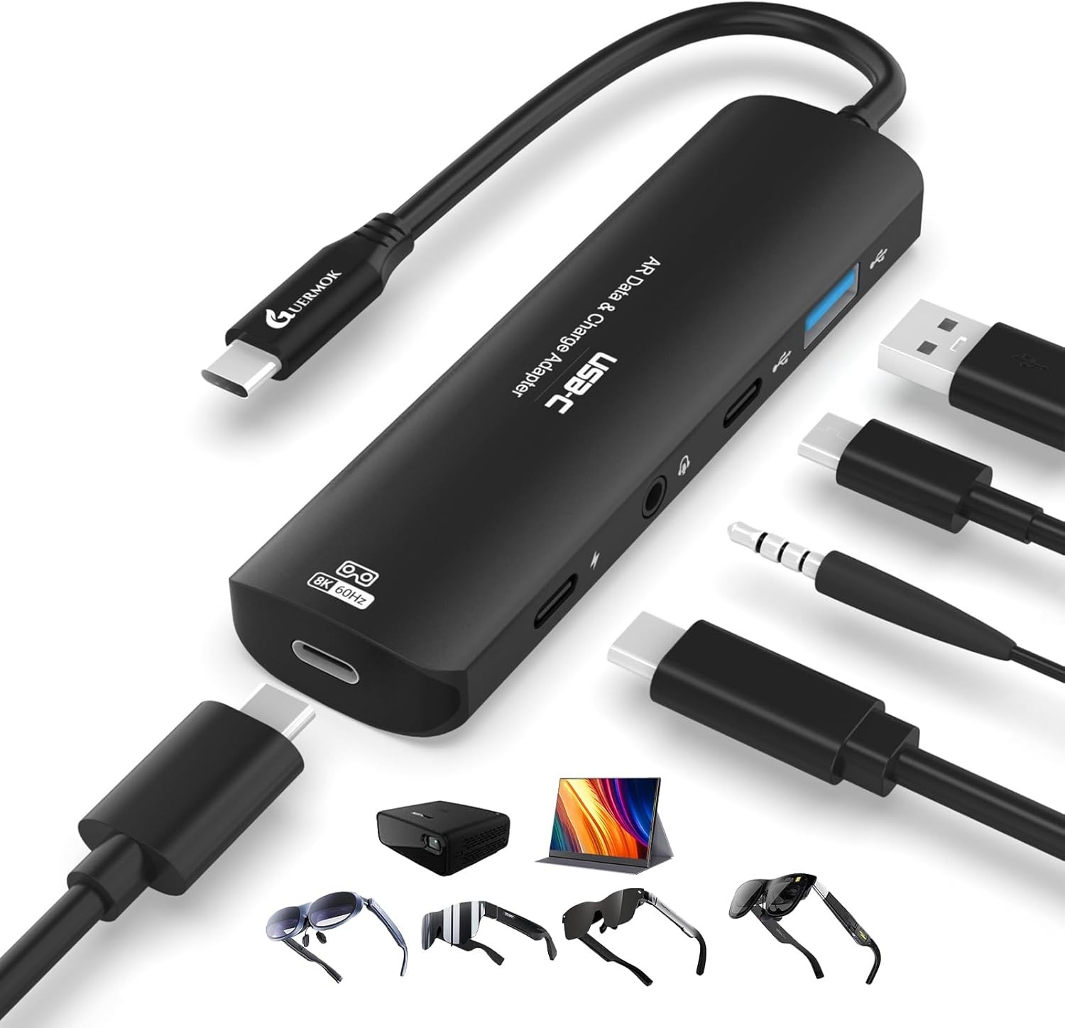 5-in-1 USB-C to AR Glasses Adapter, 100W PD Fast Charging, 8K@60Hz Video