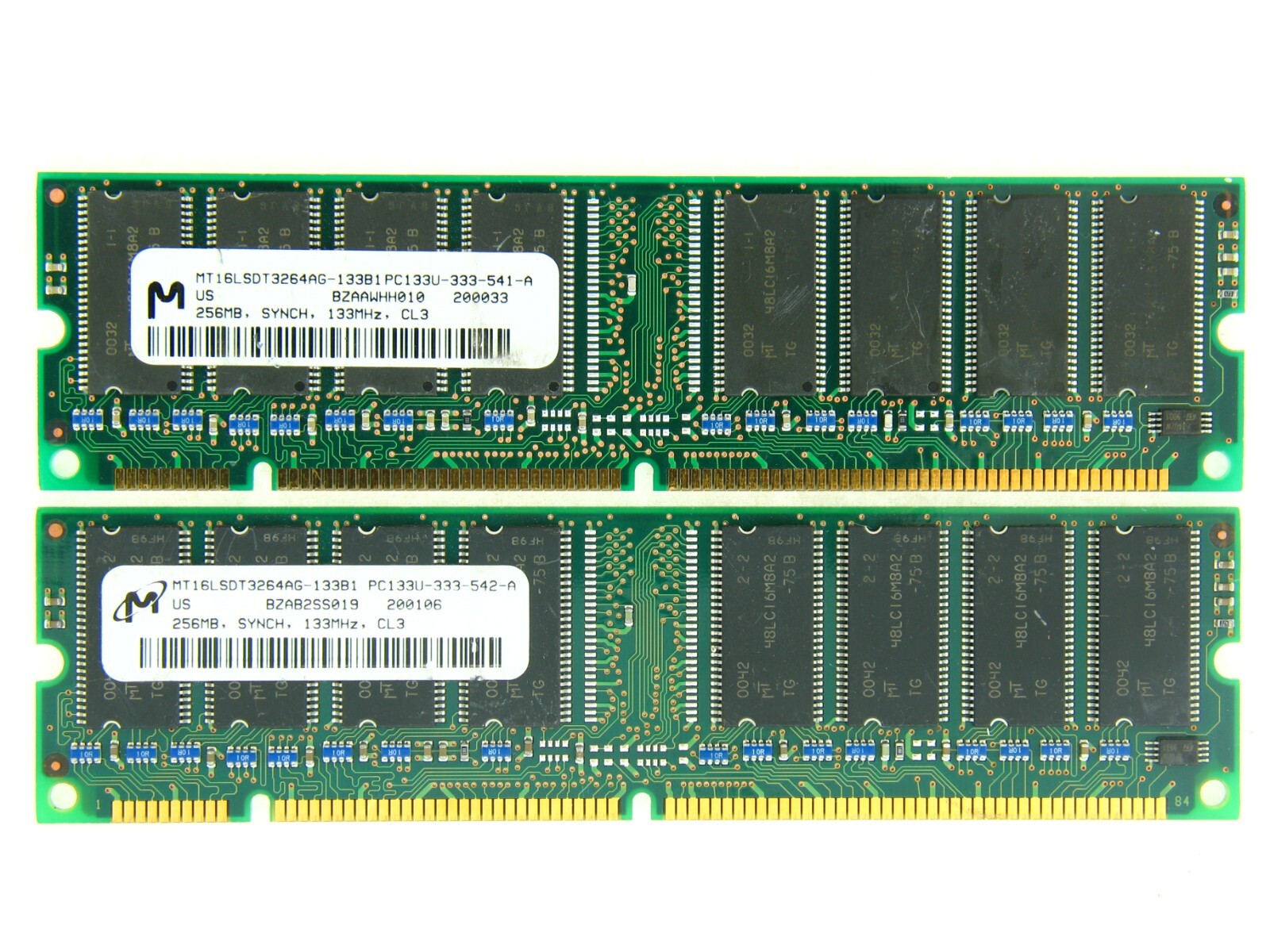 Micron 512MB(2X256MB) PC133 133MHz 168Pin Desktop SDRAM Memory Ram NON-ECC