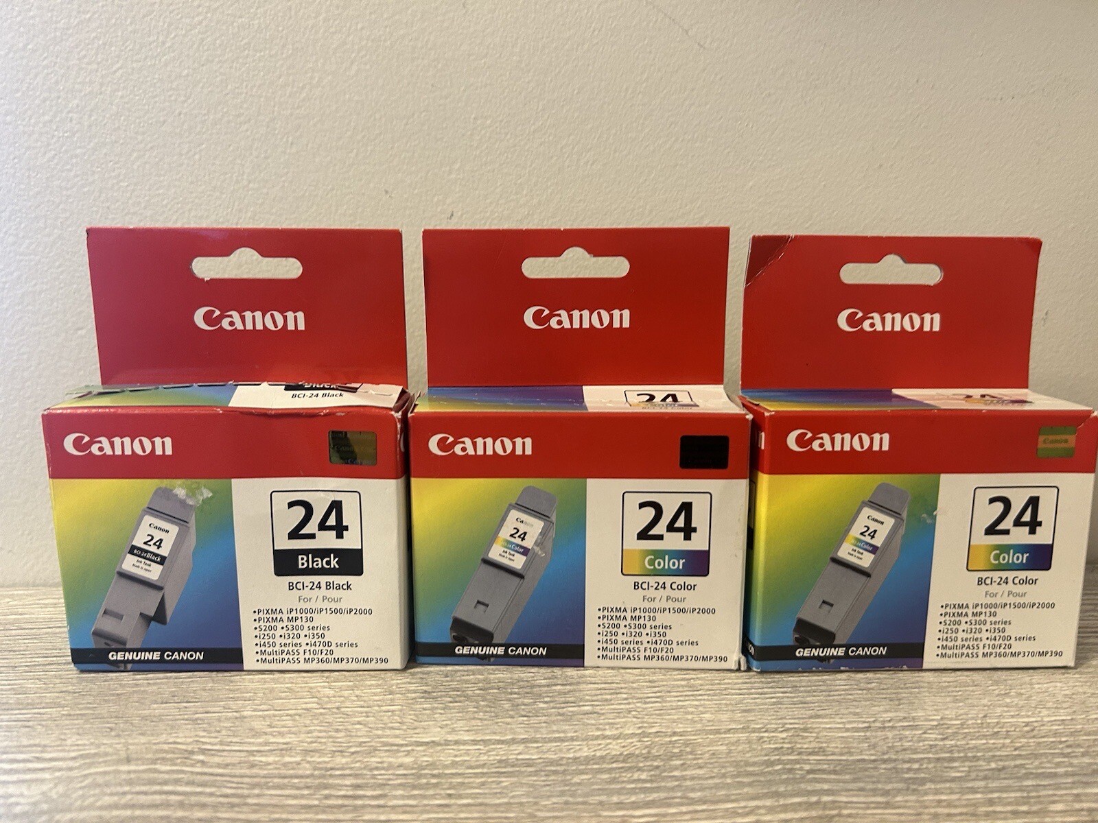 New Lot Of 3, Canon Ink Cartridges, Two Color, One Black. New