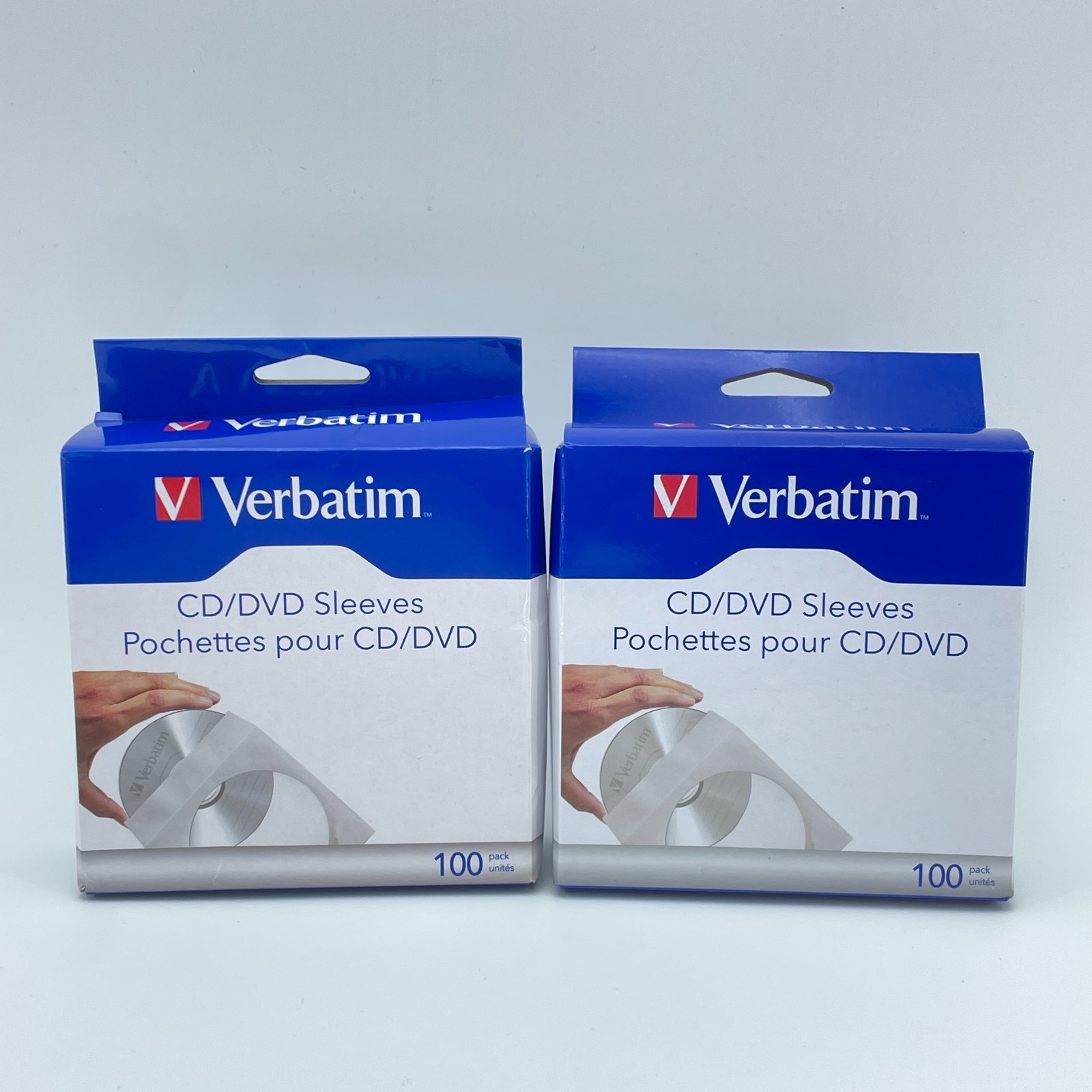 VERBATIM CD DVD Sleeves 200 Pack White Paper Clear Window Storage NEW