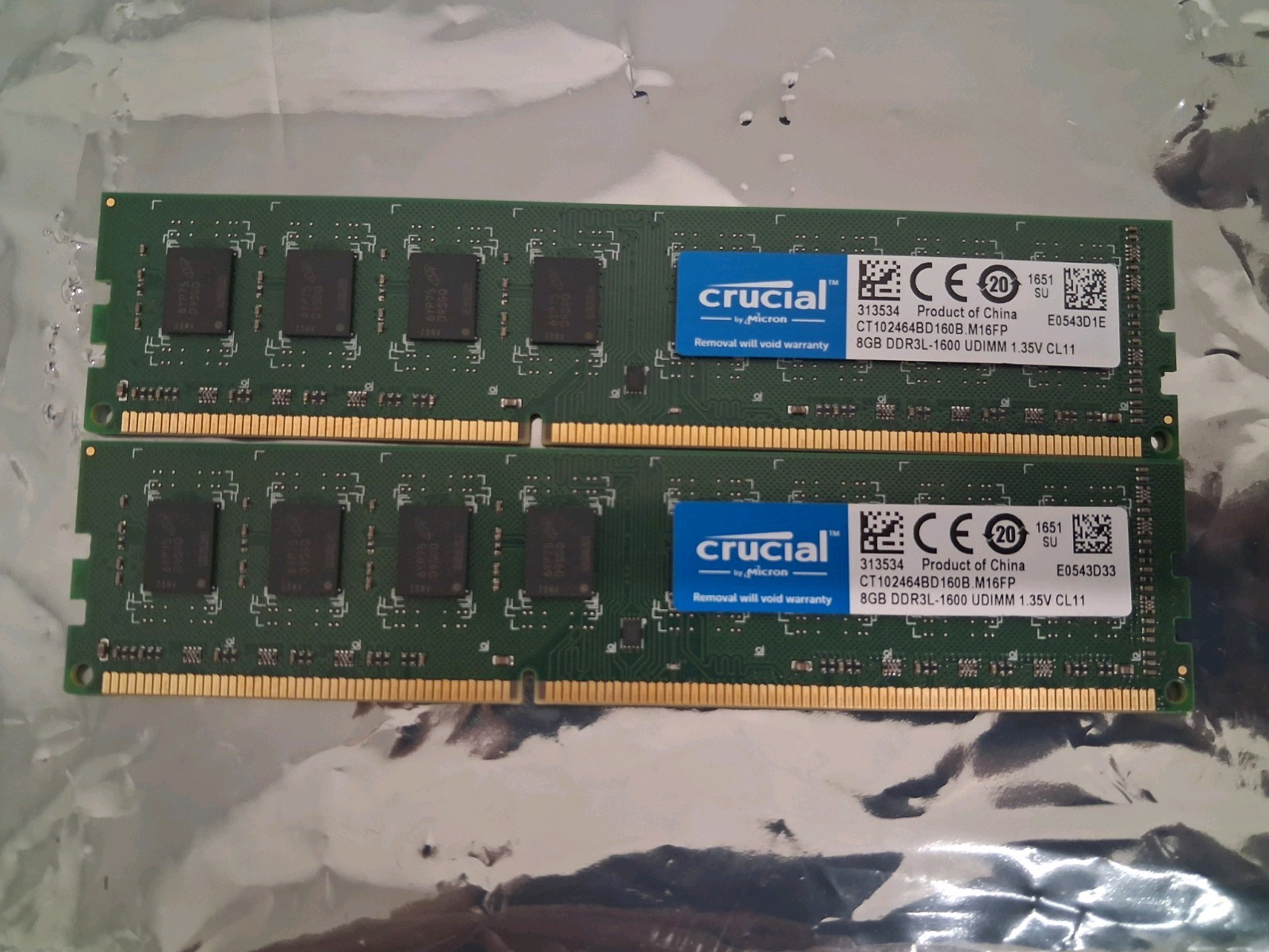 Crucial 16GB (2x 8GB) Kit DDR3 1600MHz PC3-12800 UDIMM Desktop 240-Pin  RAM USA