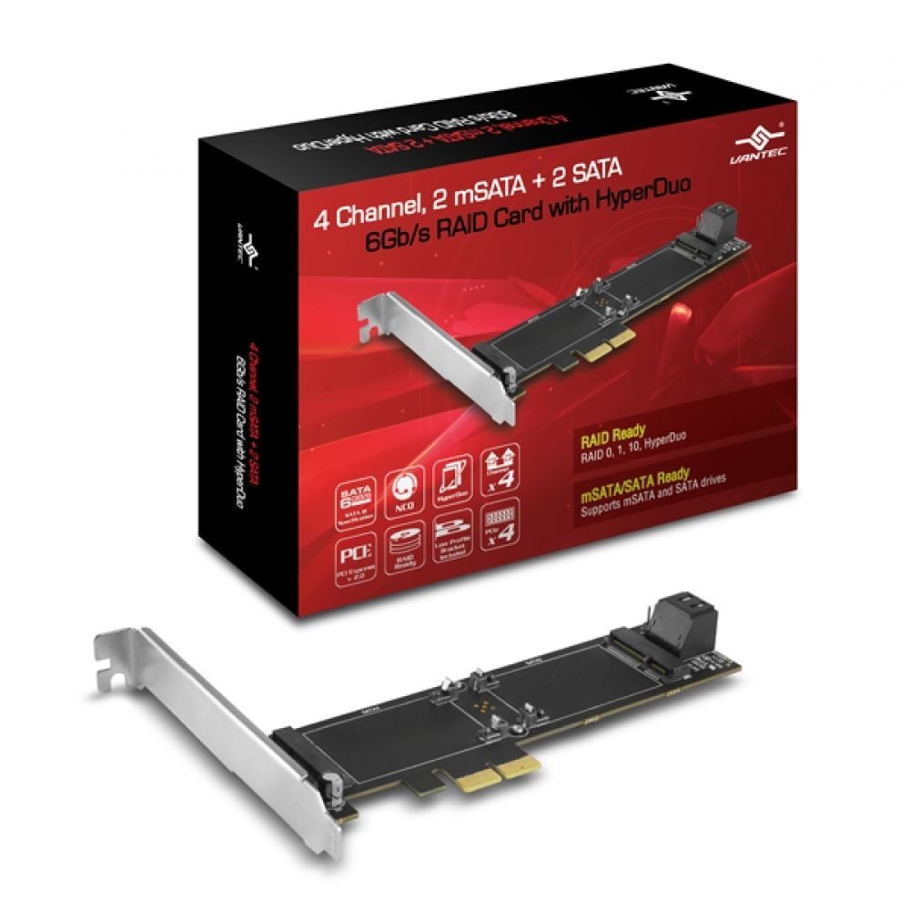 Vantec UGT-MST644R 4 Channel 2 mSATA + 2 SATA 6Gb/s PCIe-Low Profile Bracket