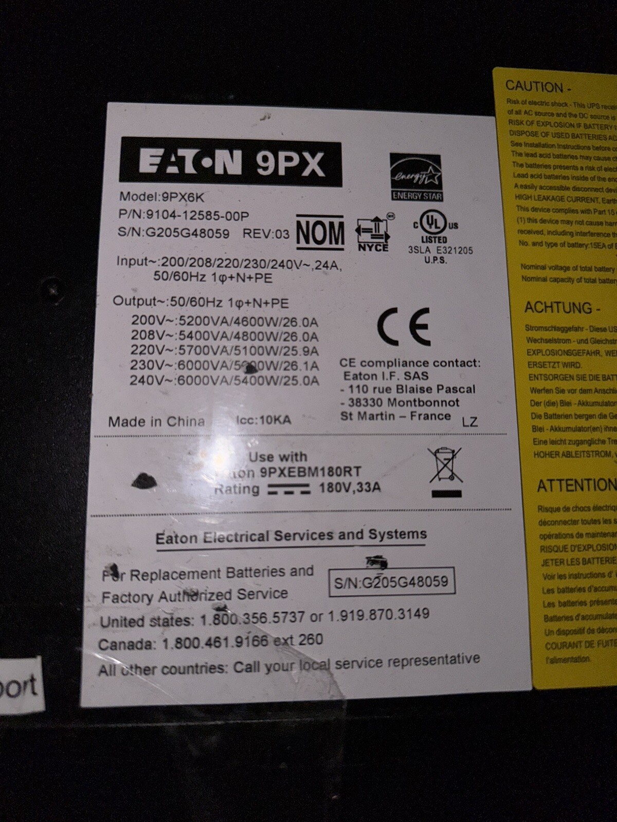 Eaton 9PX6K 5.4 kW 6000 VA