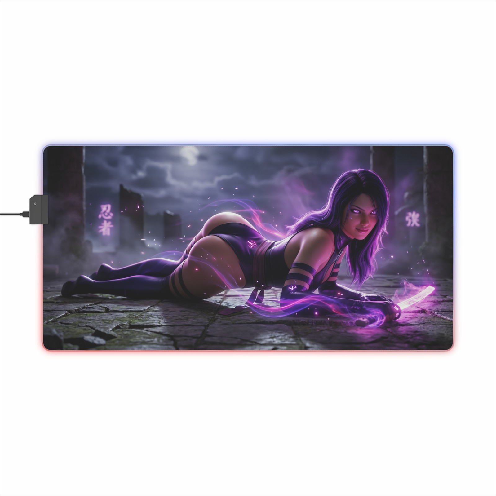 Psylocke Mouse Pad, X-Men LED RGB Desk Mat, Gift for Gamer