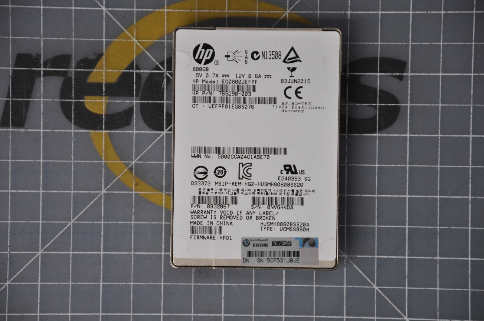 HGST for HP Ultrastar 800GB MLC SAS 12Gbps 2.5IN SSD Grade A HUSMH8080BSS204