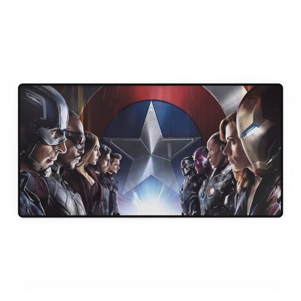 Captain America Team Vs Iron Man Team Shield Background Mouse Pad Desk Mats