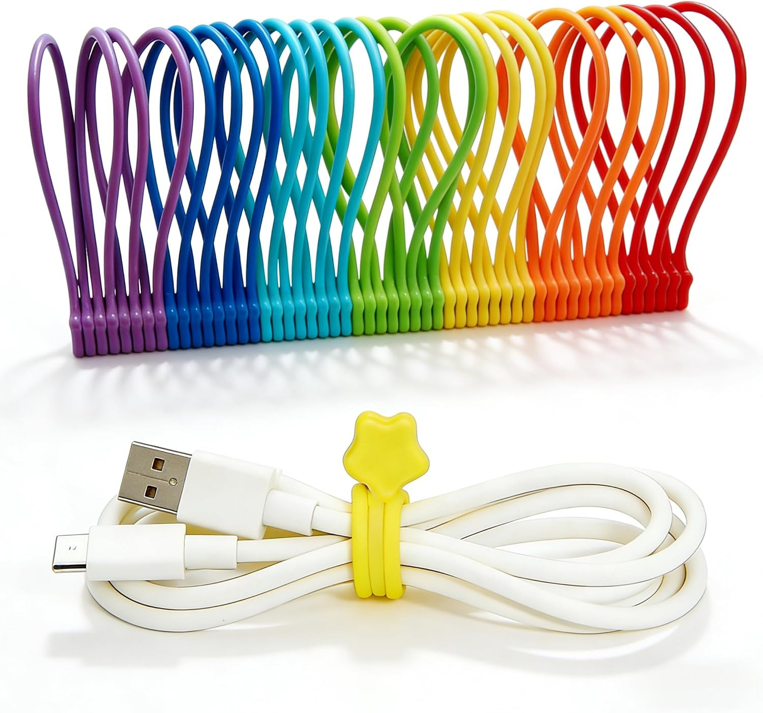 Reusable Silicone Magnetic Cable Ties, 28 Pack 7.48'' Magnetic Twist Ties for Bu