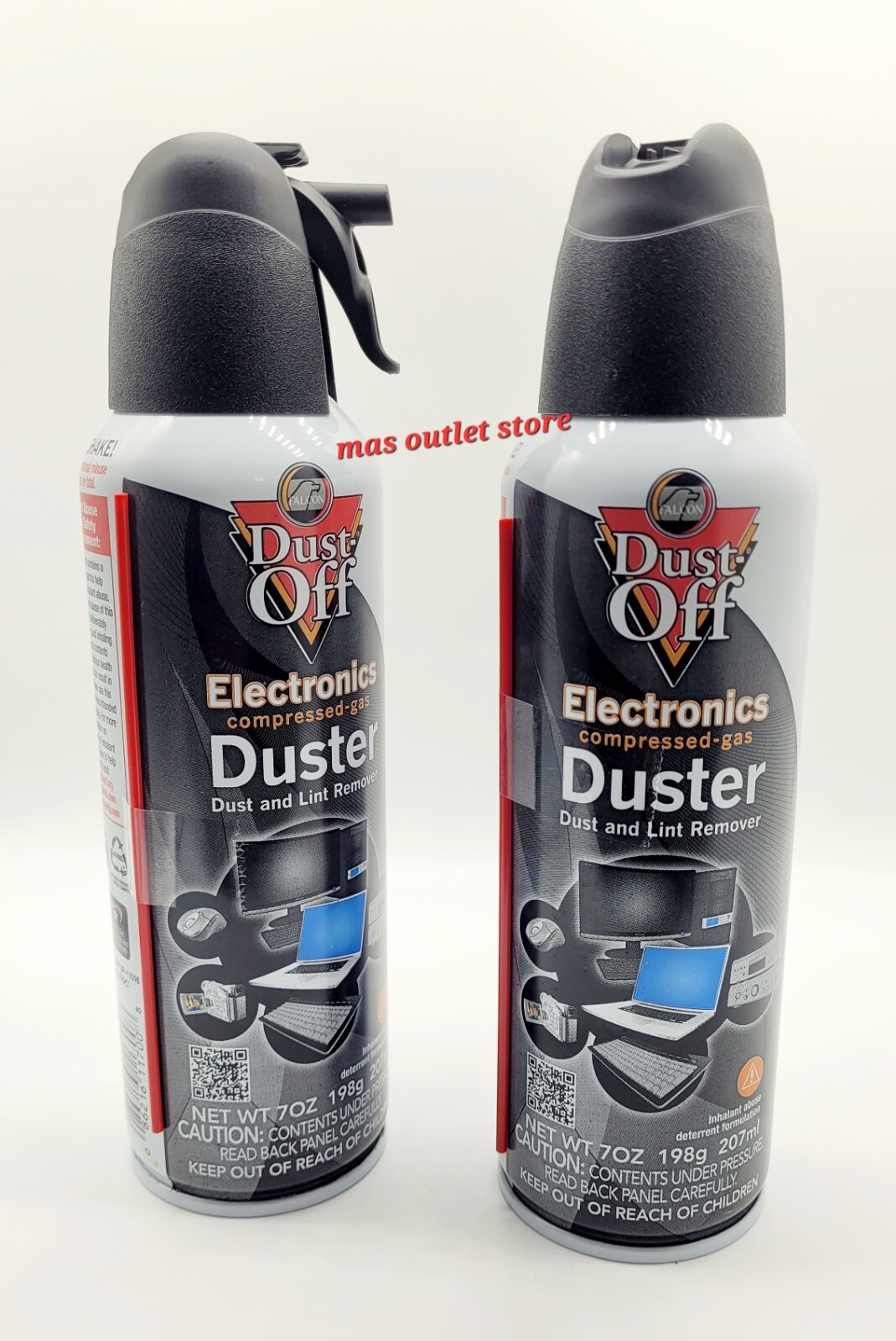 2-Falcon Gas Duster Compressed 7oz. Black/White DPSM