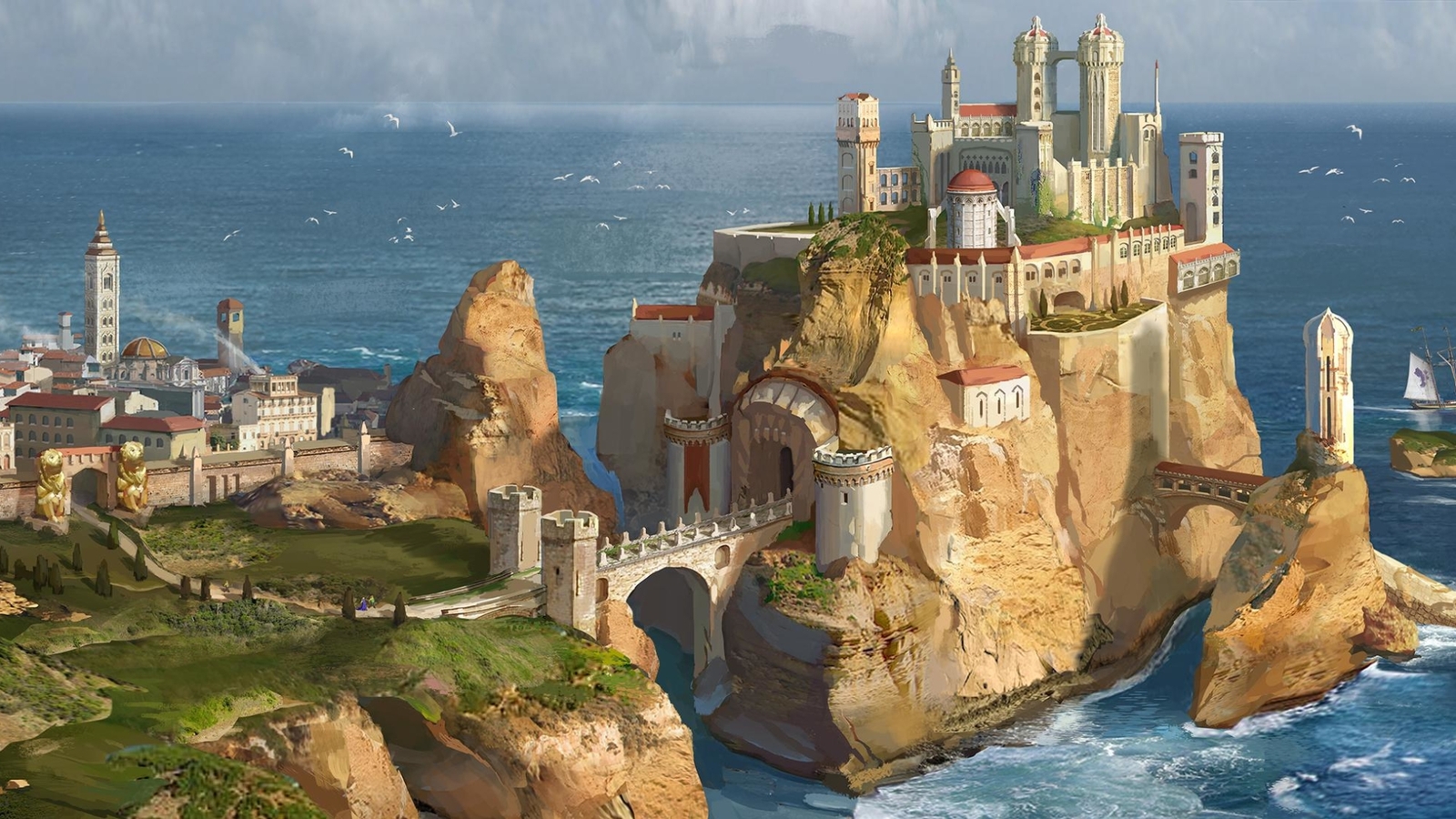 Landscape nature castle tower rocks a song of ice and Custom Gaming Mat Desk