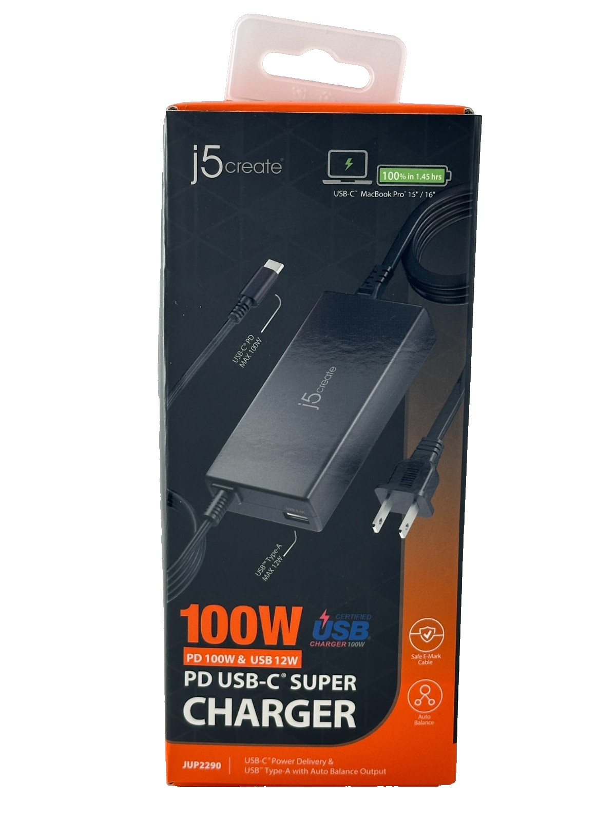 New j5create 100W PD USB-C Super Charger Power Adapter JUP2290