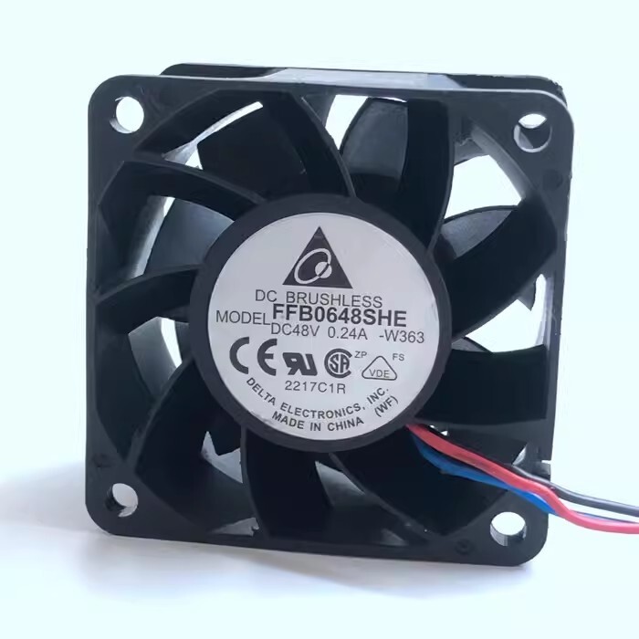 DELTA FFB0648SHE DC48V 0.24A 60*60*38MM 3-Wire Dual Ball Cooling Fan
