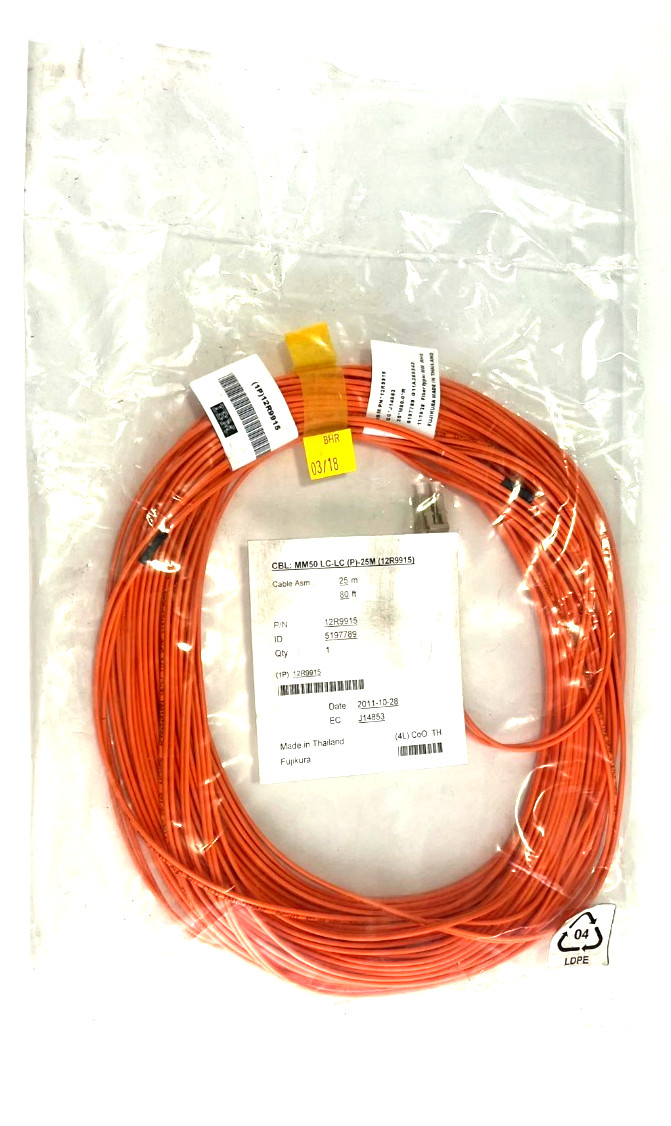 Lot of 20 New IBM 12R9915 25-Meter LC-LC Fiber Optic Channel Cable (BH)