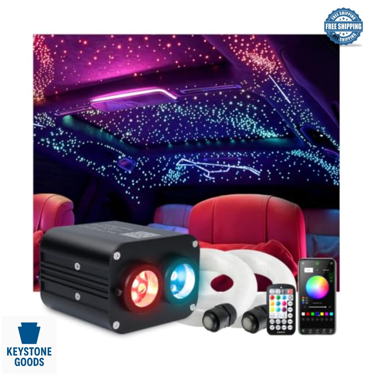 Fiber Optic Starlight Headliner Kit 20W Dual Color 400pcs 9.8ft Car SUV Truck