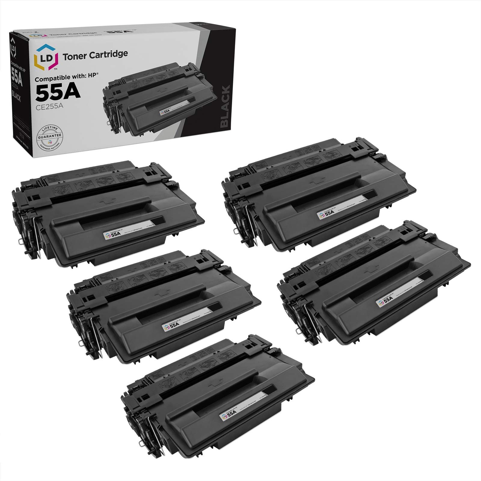 LD 5PK Replacement HP 55A 55X CE255A CE255X Toner Cartridges LaserJet P3015 M551