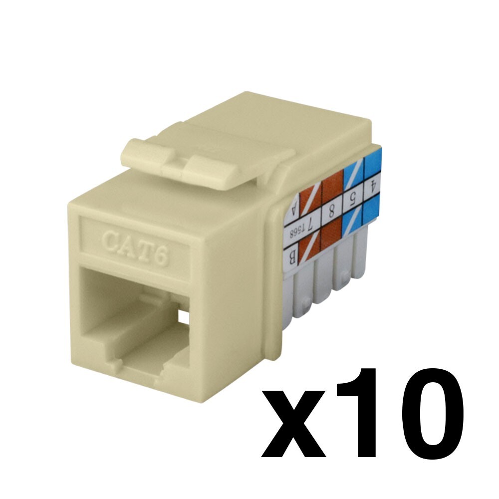 Construct Pro Cat6 (RJ-45) Keystone Jack (10 Pack, Ivory)
