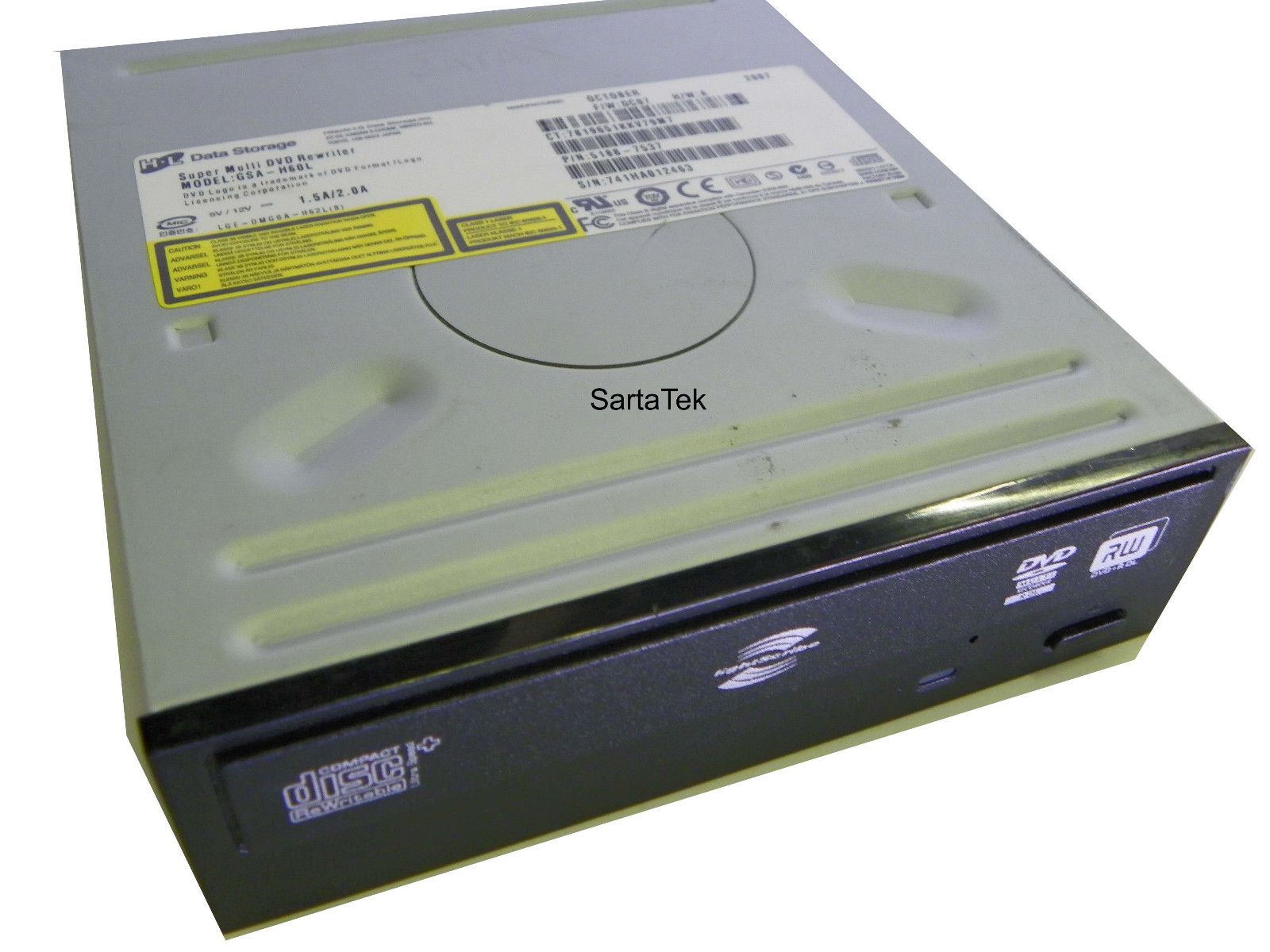 Hitachi/LG HL GSA-H60L DVD+/-R/RW DL RAM LightScribe SATA Drive HP P/N 5188-7537