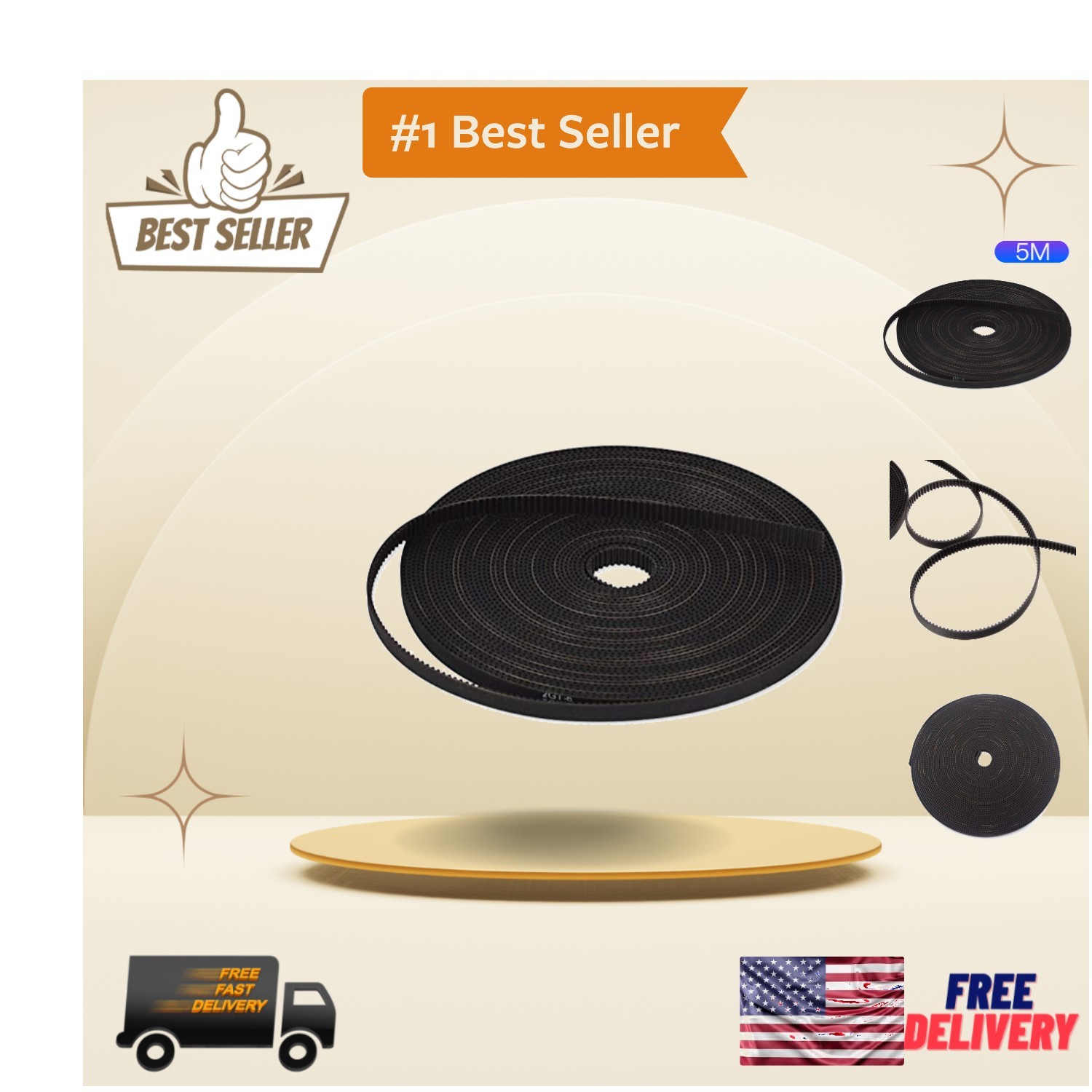Lightweight 5M GT2 Timing Belt - 2mm Pitch for Enhanced 3D Printing Experience