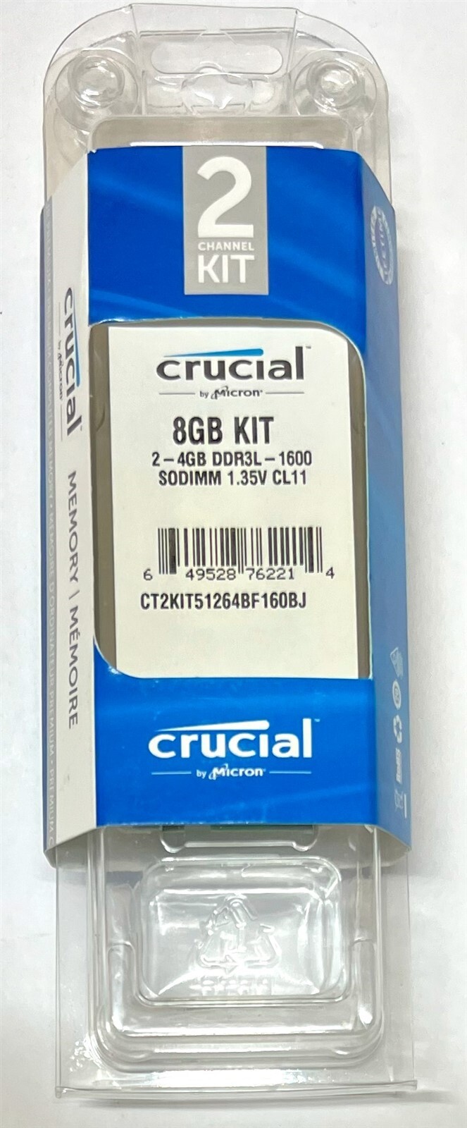 Crucial - 2-Pack 4GB 1.6GHz PC3-12800 DDR3L SO-DIMM Laptop Memory Kit