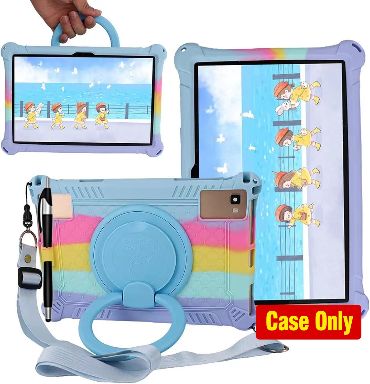 Case for TCL Tab 10 5G 10.1 Inch, Soft Anti-Stress Silicone with Stand and Penci