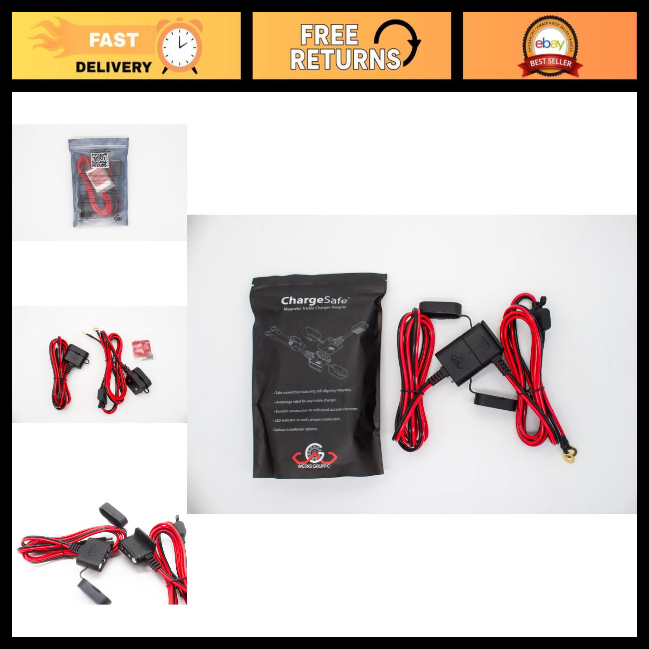 Magnetic Trickle Charger Adapter | 6V-12V Quick Connect/Disconnect for Easy Char