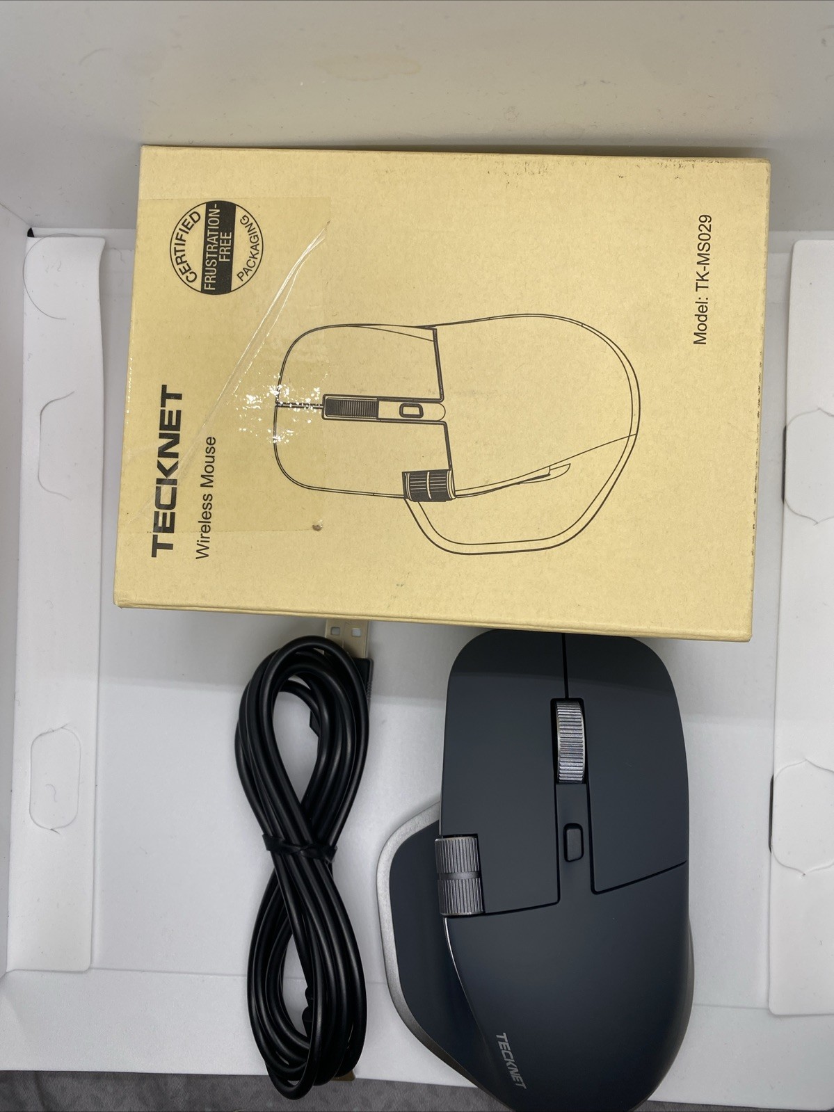 TECKNET Wireless Ergonomic Tk-ms029 2.4 GHZ USB Receiver Optical Mouse Pc Laptop