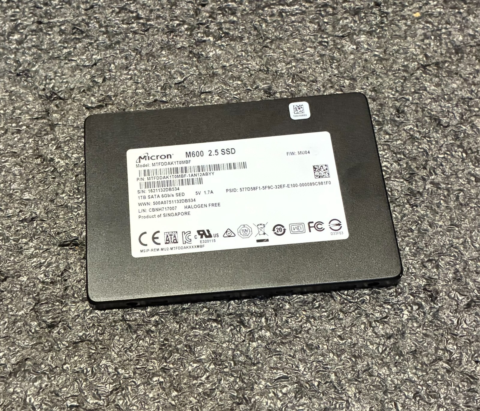 Micron 1tb Sata SED SSD MTFDDAK1T0MBF-1AN12ABYY