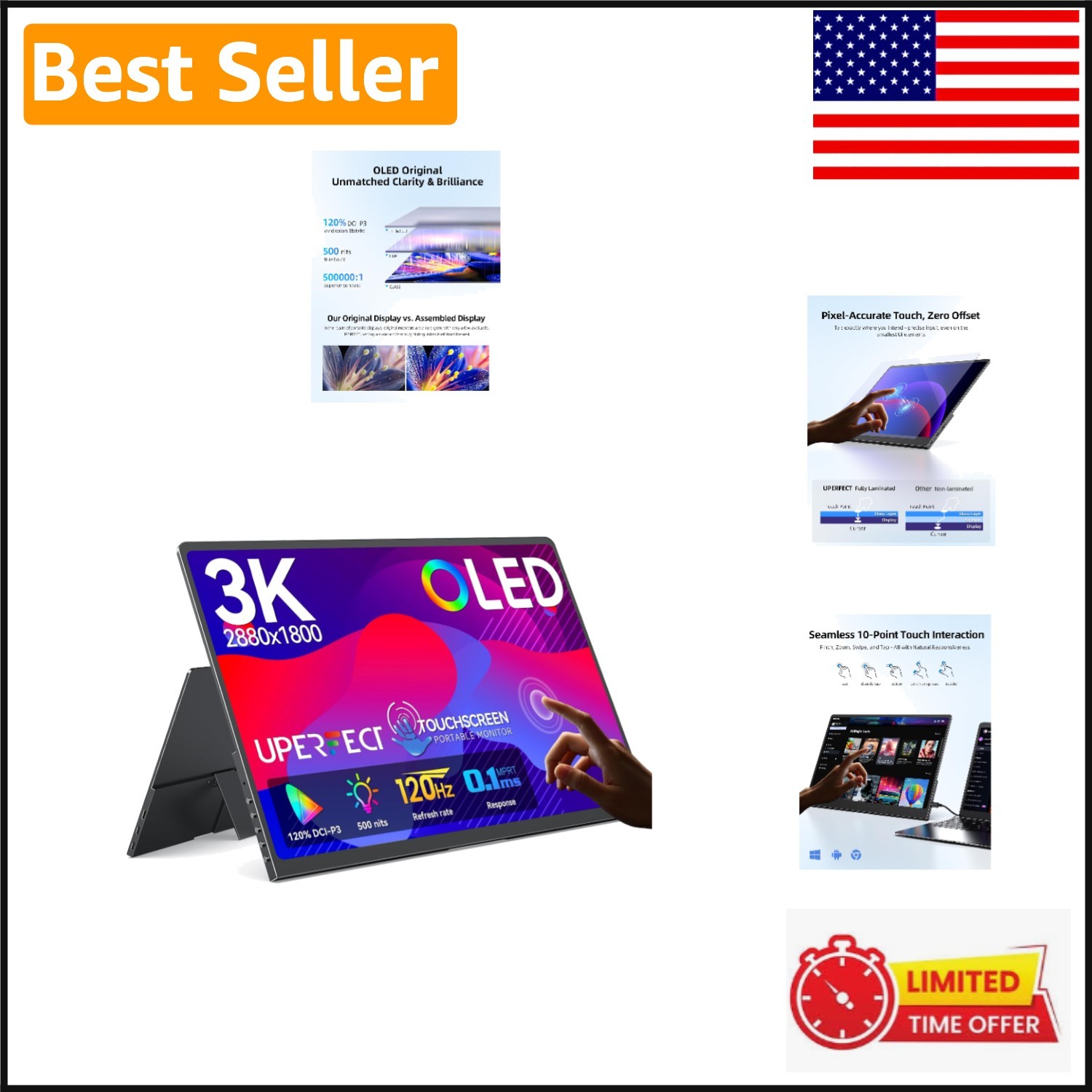 Exceptional 14" OLED 3K Monitor - Ultra-Slim Touchscreen with 120Hz Refresh Rate