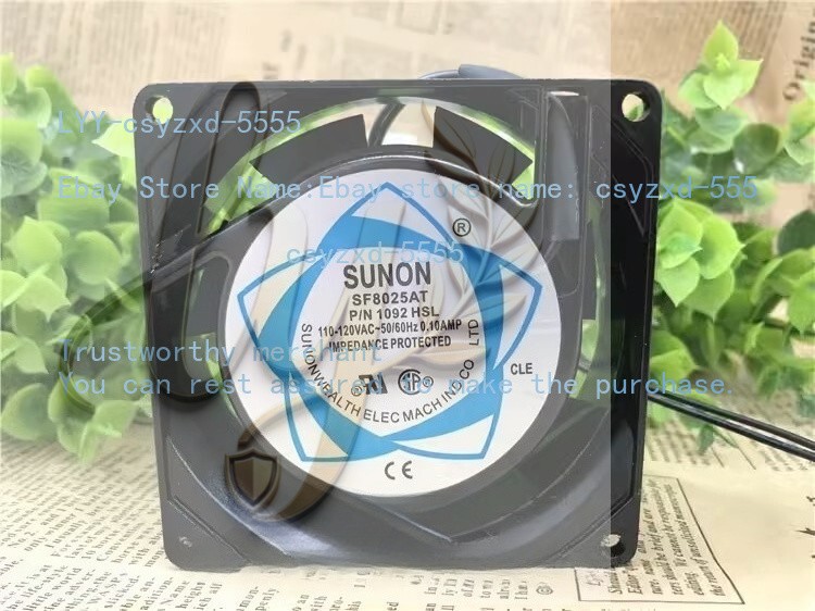 SUNON SF8025AT P/N 1092HSL 8025 AC110V-120V 0.10A 8CM Silent Axial Cooling Fan