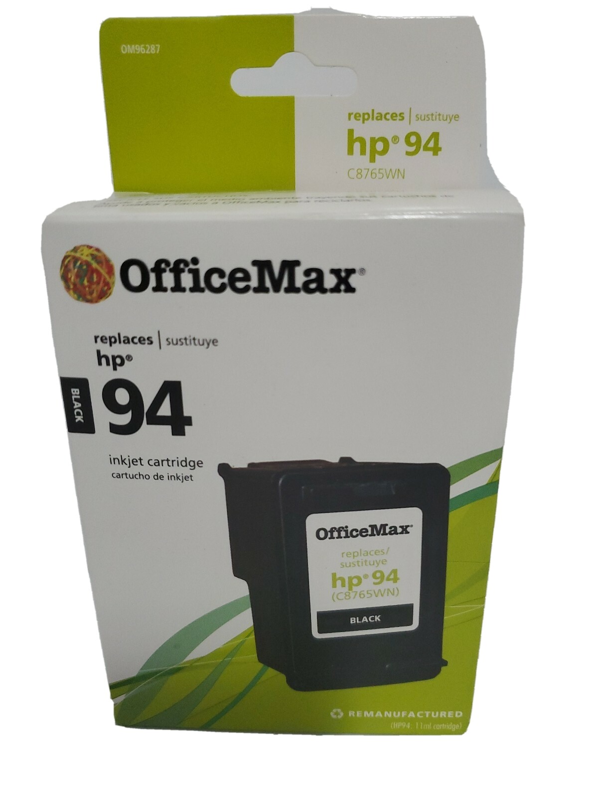 Black HP 94 Re-manufactured Ink Cartridge OfficeMax Replacement Sealed C8765WN