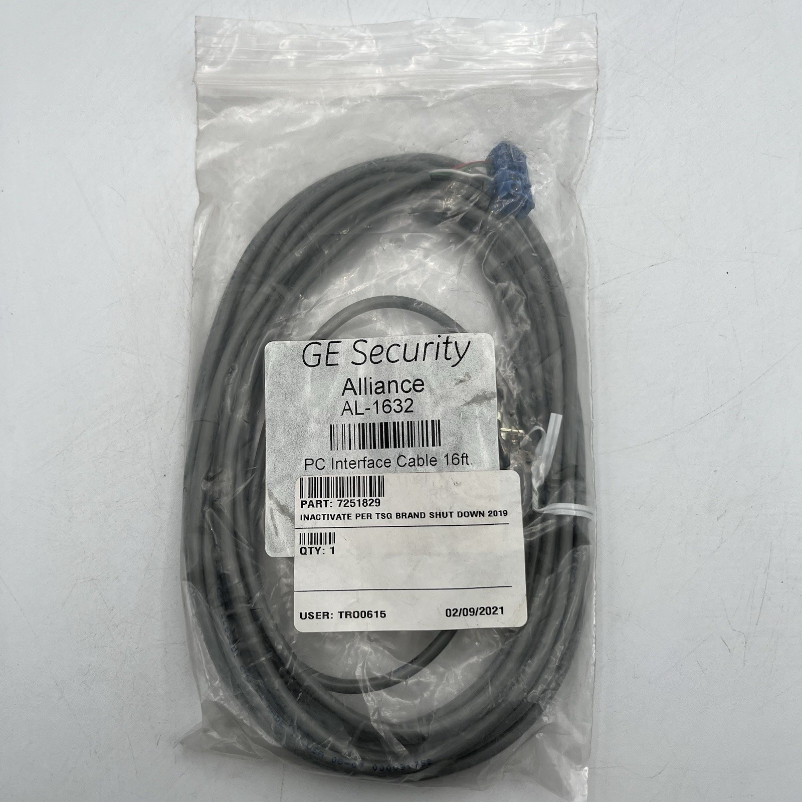 BRAND NEW GE Security Alliance PC Interface Cable Cord 16 Foot - AL-1632