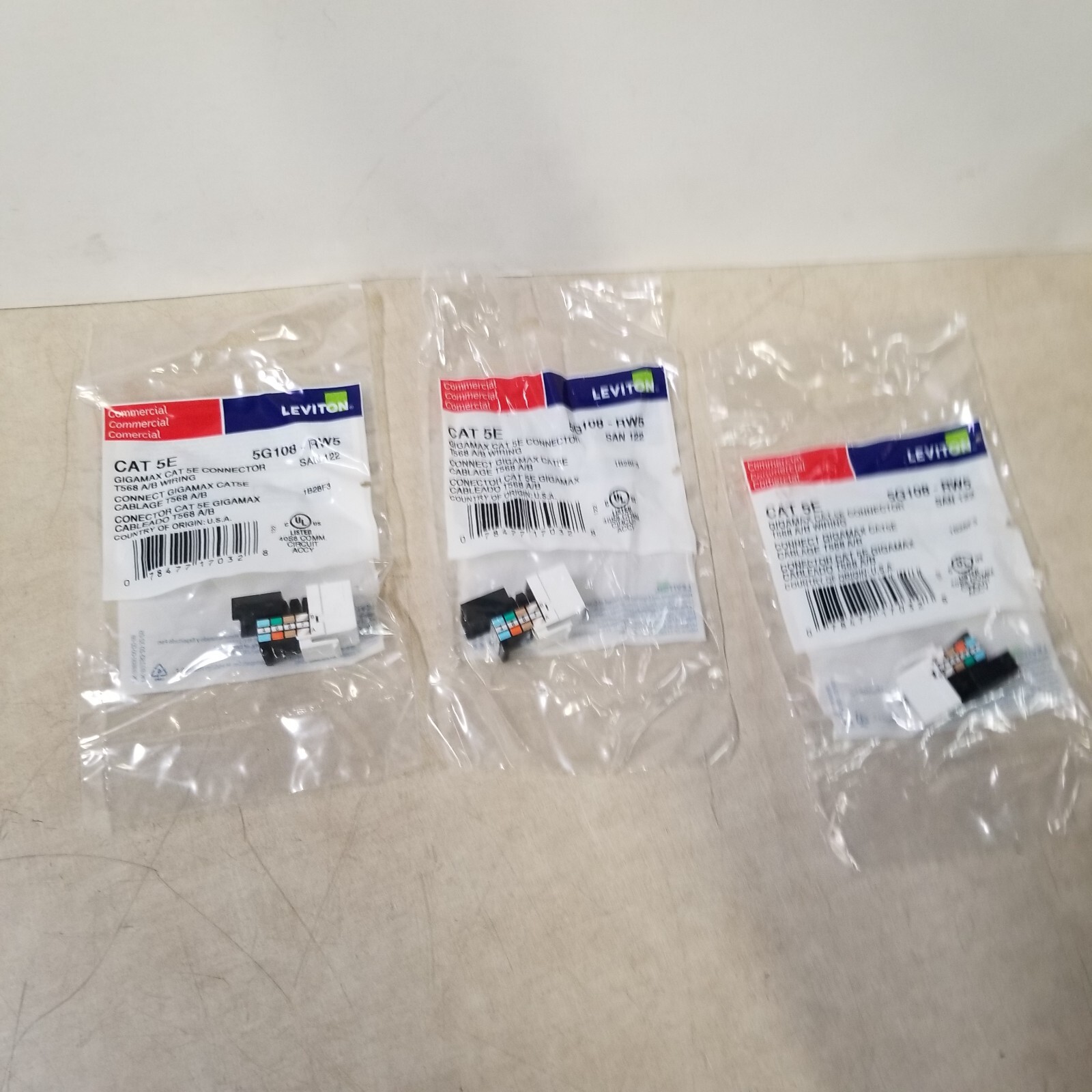 Lot Of 3 Leviton Cat 5E 5G108-RW5 