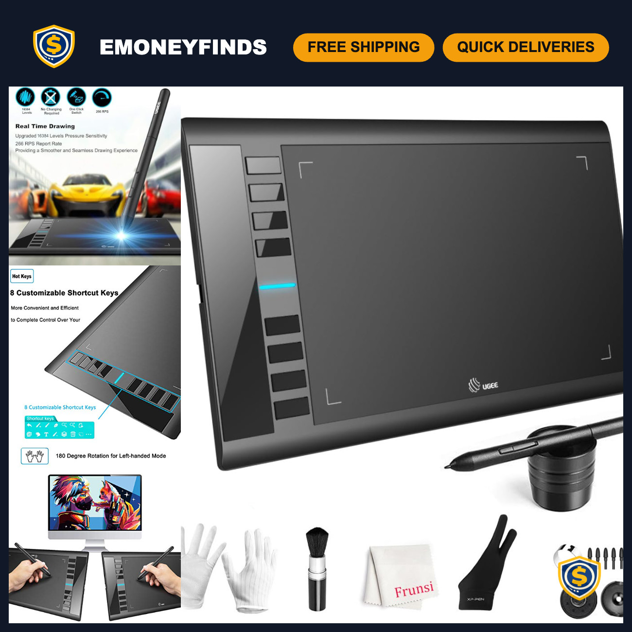 Large 10x6 Inch Drawing Tablet - Digital Art Graphics Tablet for Artists & Desig