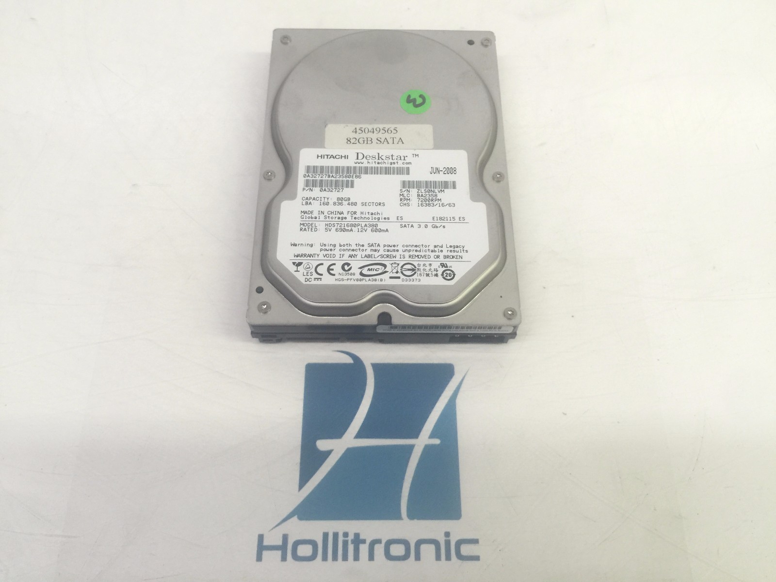 Hitachi HDS721680PLA380 0A32727 80GB 3.5" 7200RPM 8MBcache SATA 3Gbps HDD