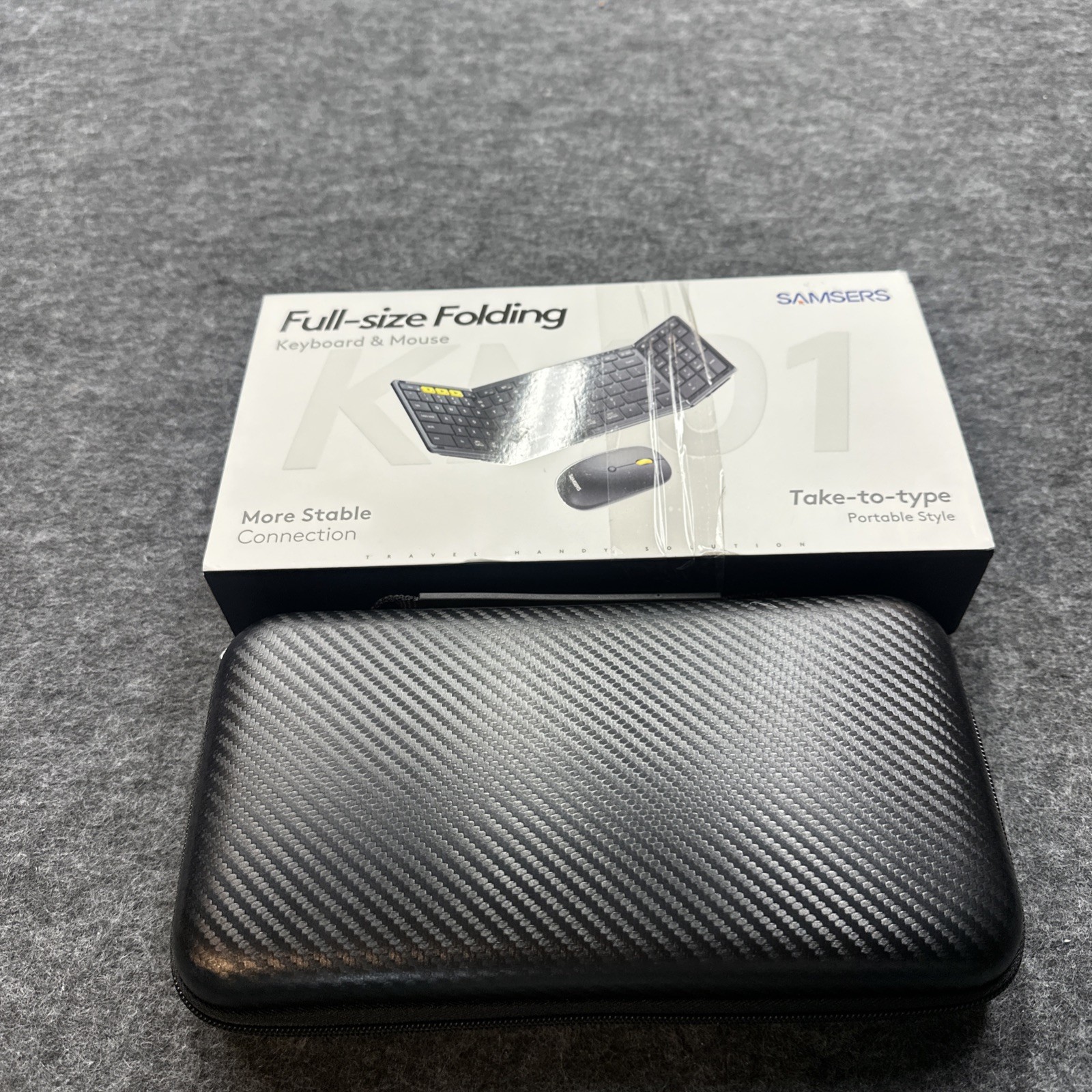 Samsers Full-Size Folding Keyboard & Mouse w/ Travel Case KM01 Open Box