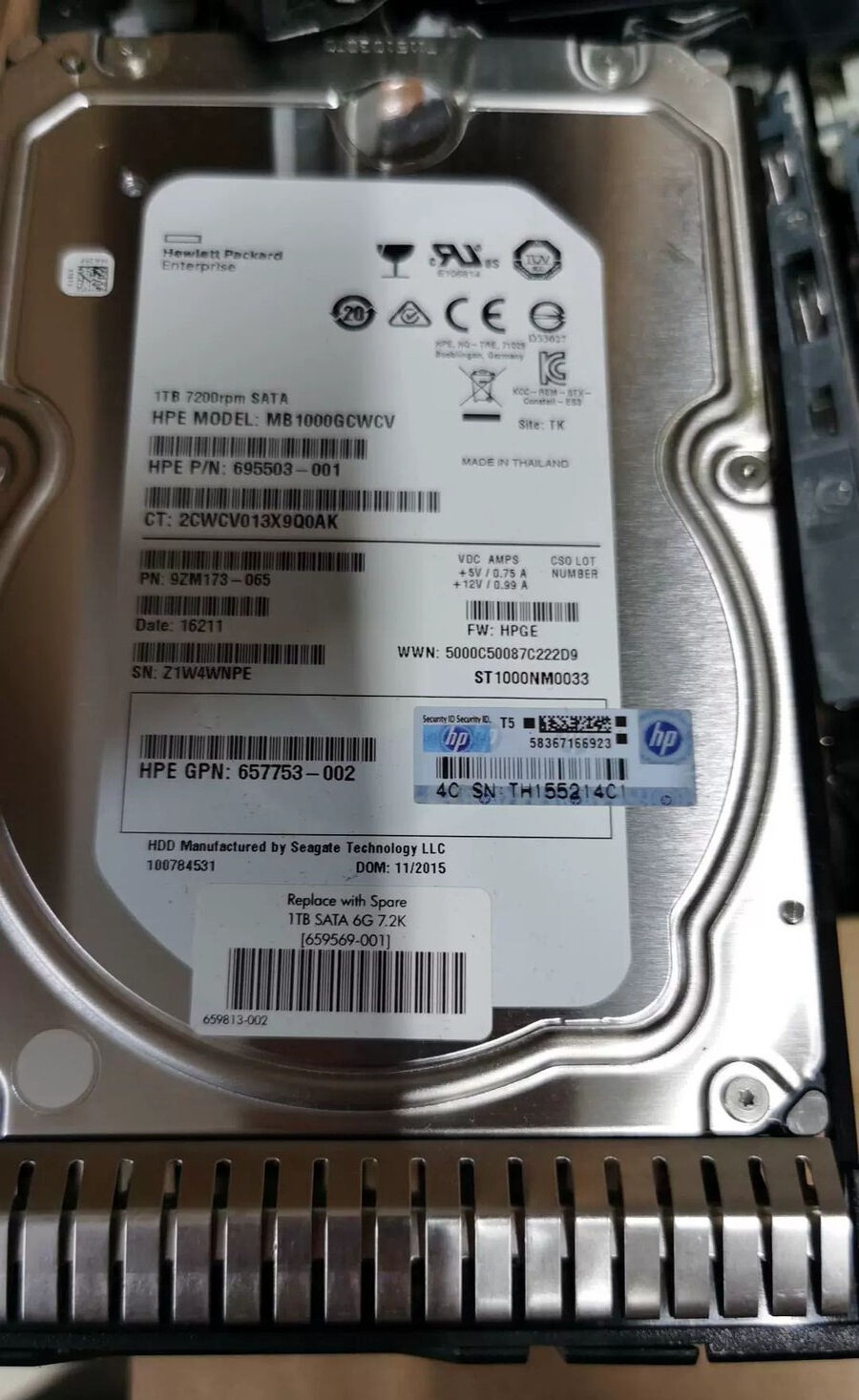 HPE 659337-B21 659569-001 1TB 6G SATA 7.2K LFF 3.5" NHP HDD HPE NEW