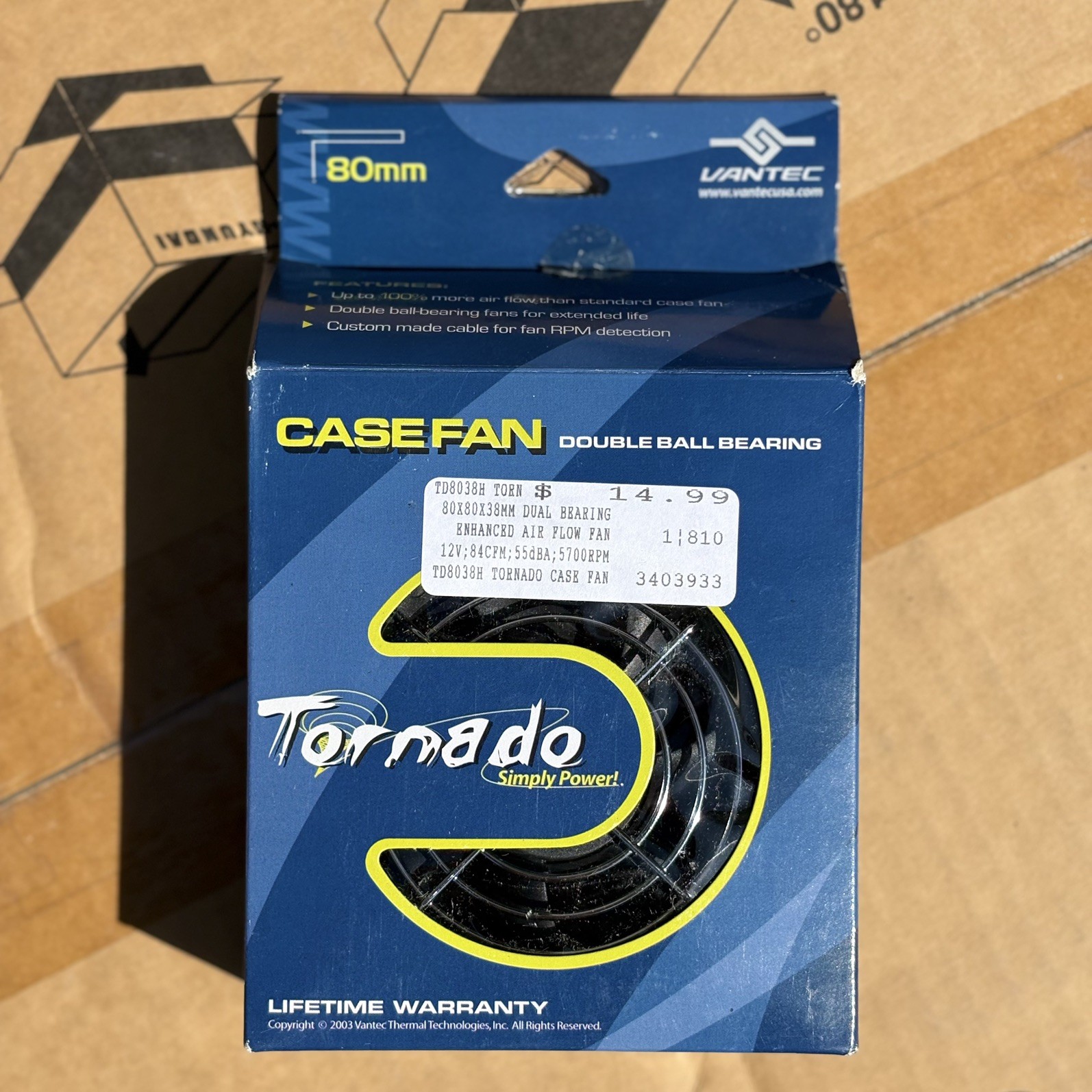 NEW Vantec Tornado 92mm High Performance Double Ball Bearing Case Fan, VERY RARE