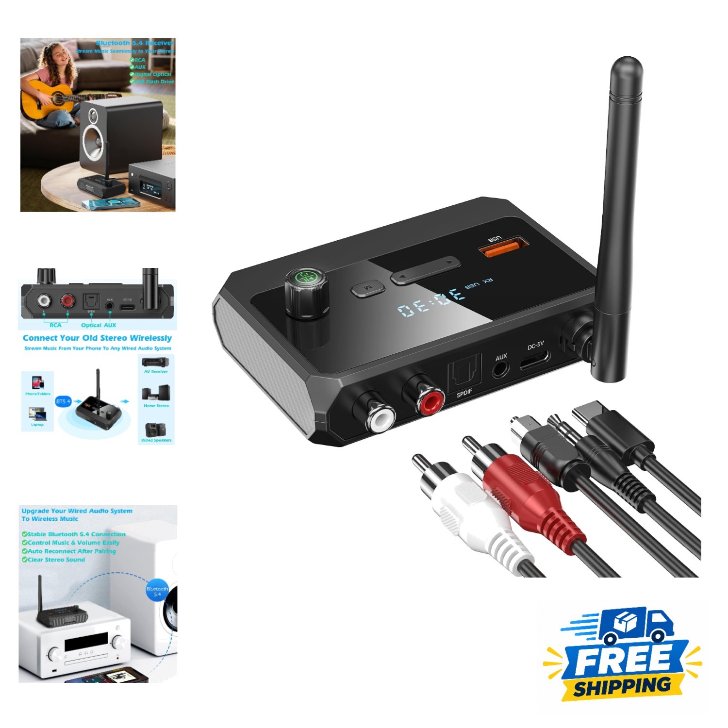 Seamless Home Audio Upgrade: Bluetooth Receiver with LCD Display & Touch Control