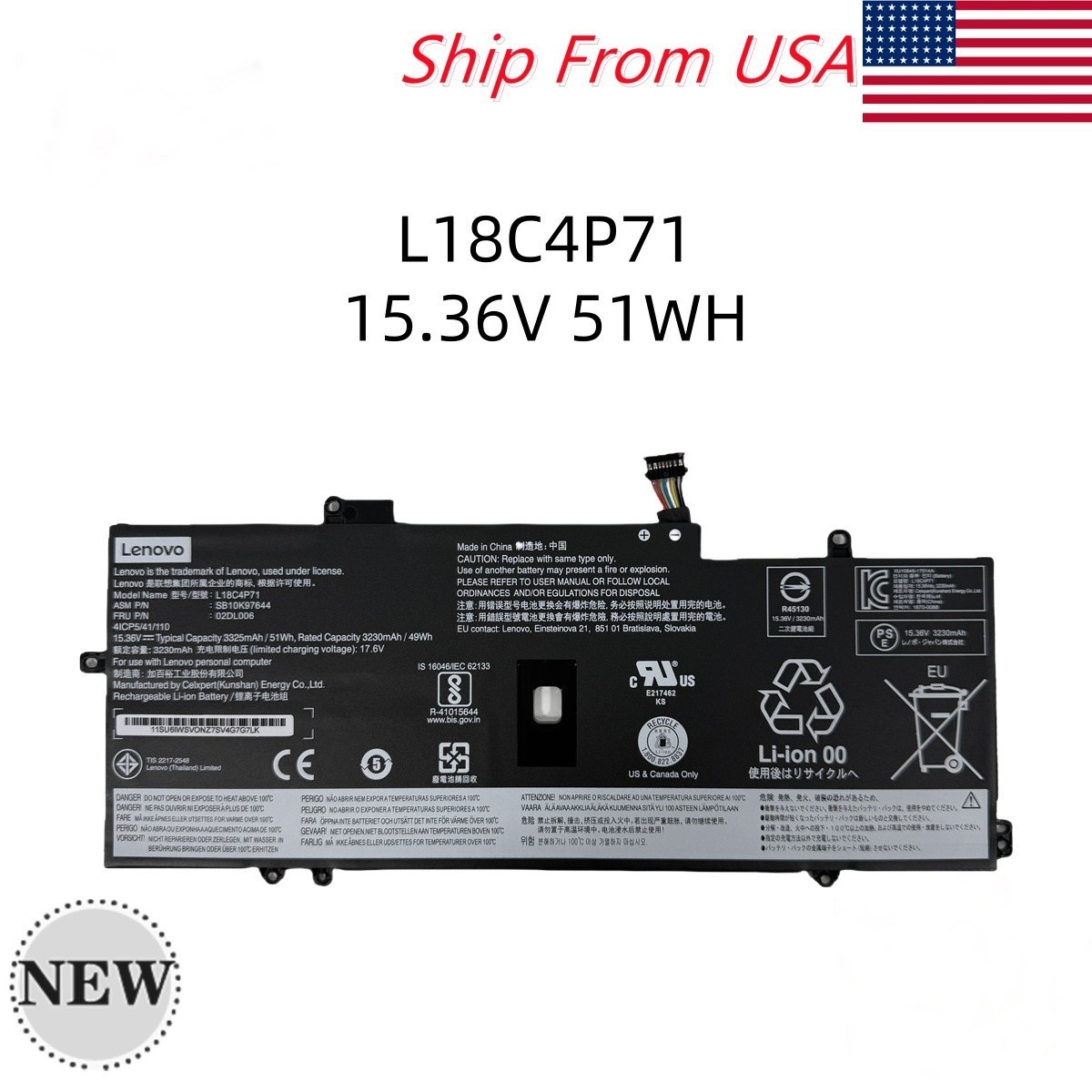 OEM Genuine L18C4P71 L18M4P72 Battery For Lenovo ThinkPad X1 Carbon 7th/8th Gen