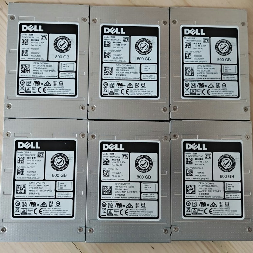 Dell Toshiba 800GB 2.5" SATA 6Gb/s Enterprise SSD THNSF8800CCSE 3DWPD 100%
