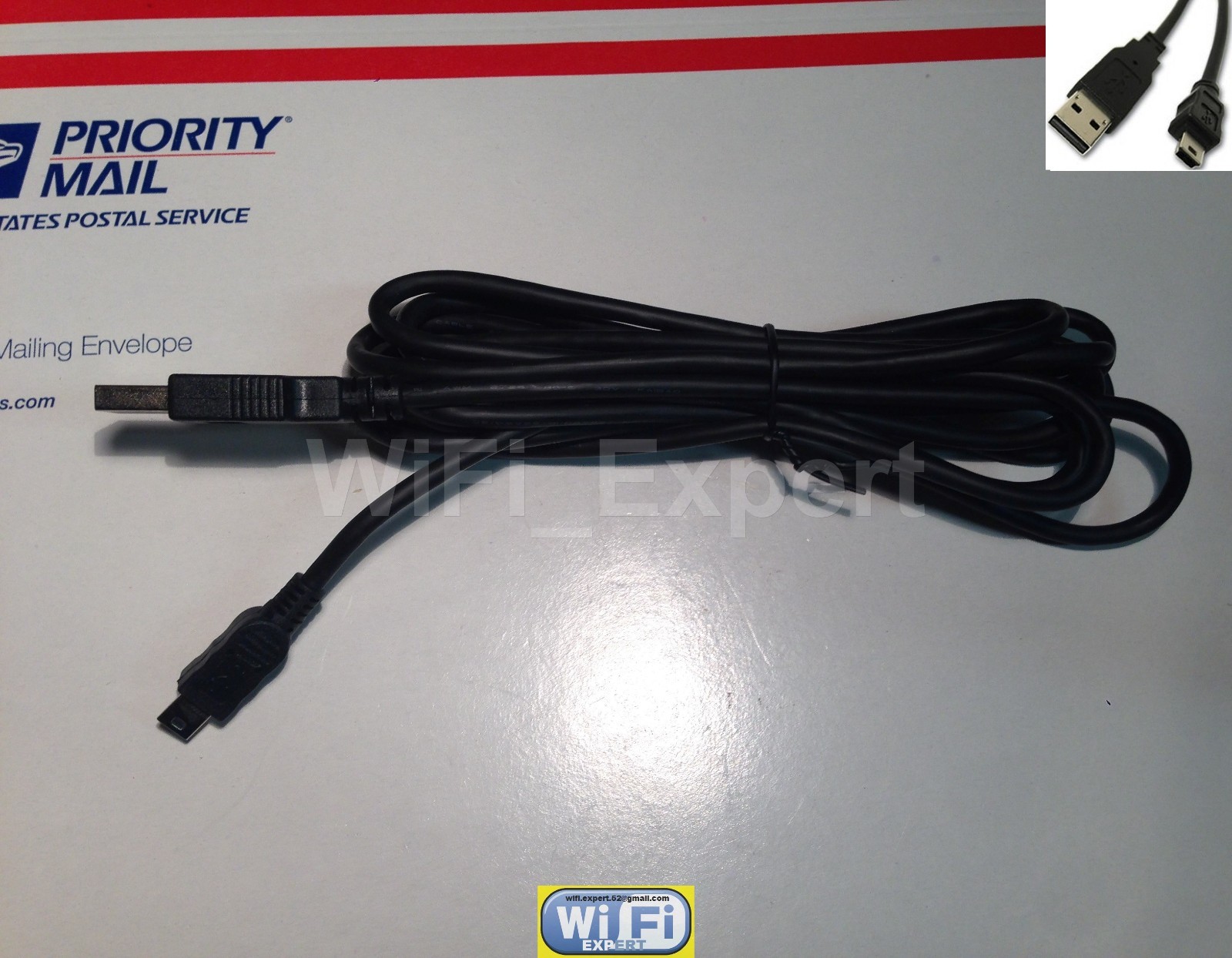 1 x 8 FT USB Cable 2.0 MALE A to Mini B 5 PIN Nickel Plated Cable 8 FT USA