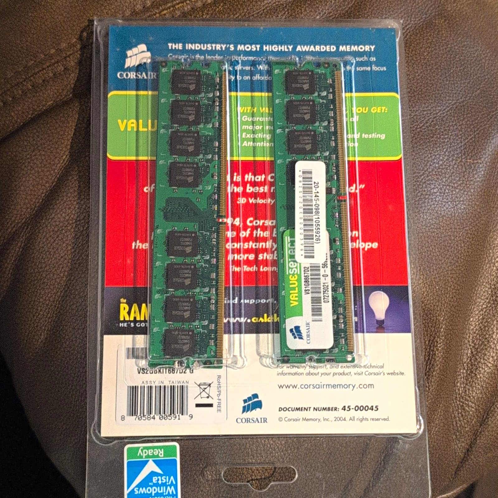 Corsair ValueSelect 2GB (2x1GB) DDR2-667 PC2-5300 240-Pin DIMM VS1GB667D2