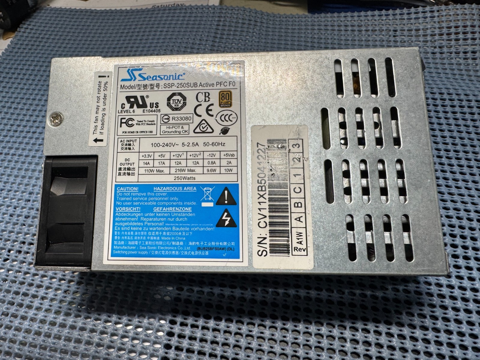 Seasonic SSP-250SUB Active PFC F0 250W 80 Plus Bronze Desktop Power Supply