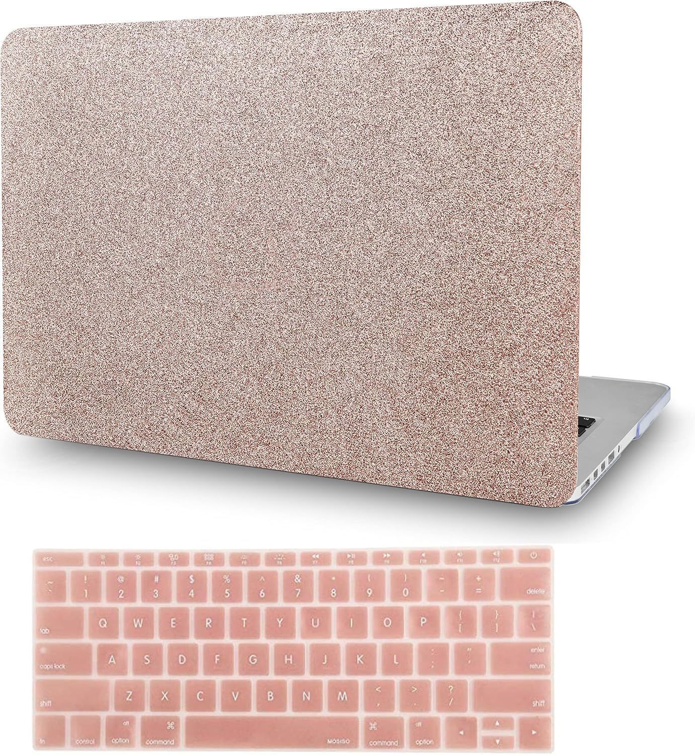 Ultra Thin Case for MacBook Air 13 inch 2022-2018 Release M1 Chip, Pink Sparklin