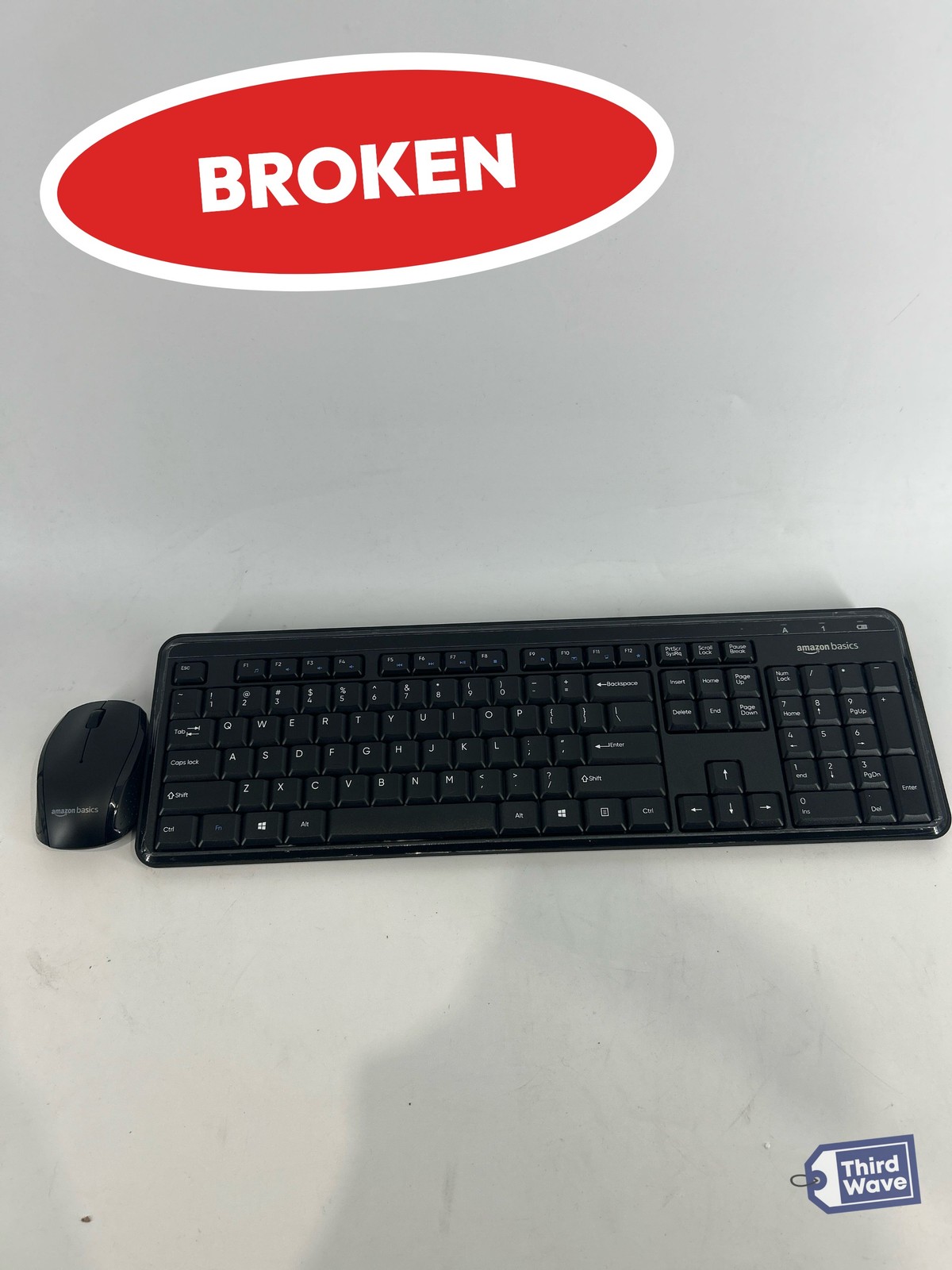 (BROKEN) Amazon Basics Keyboard Mouse Combo Set Wireless Quiet Black KS1GMD-US